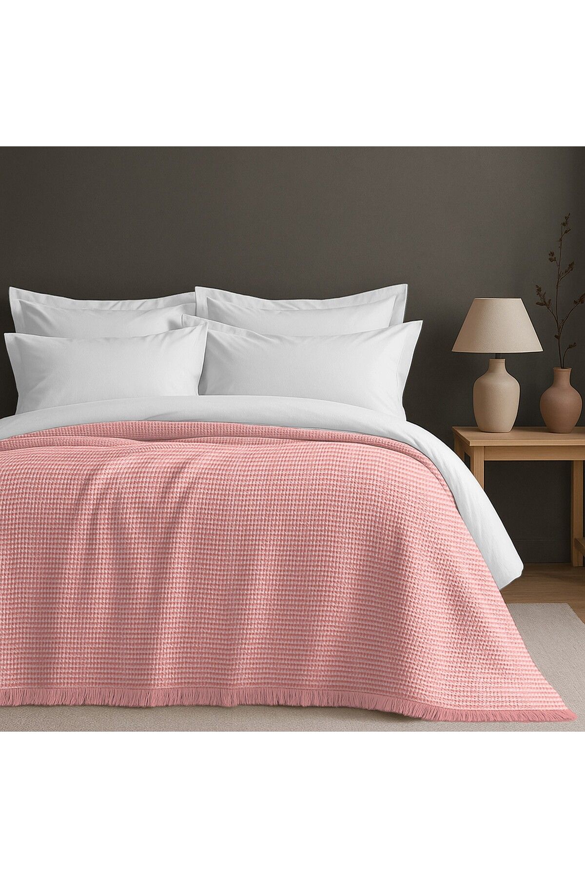 GOLD HOME COLLECTION Battal Yatak Örtüsü Pike,Waffle Desen