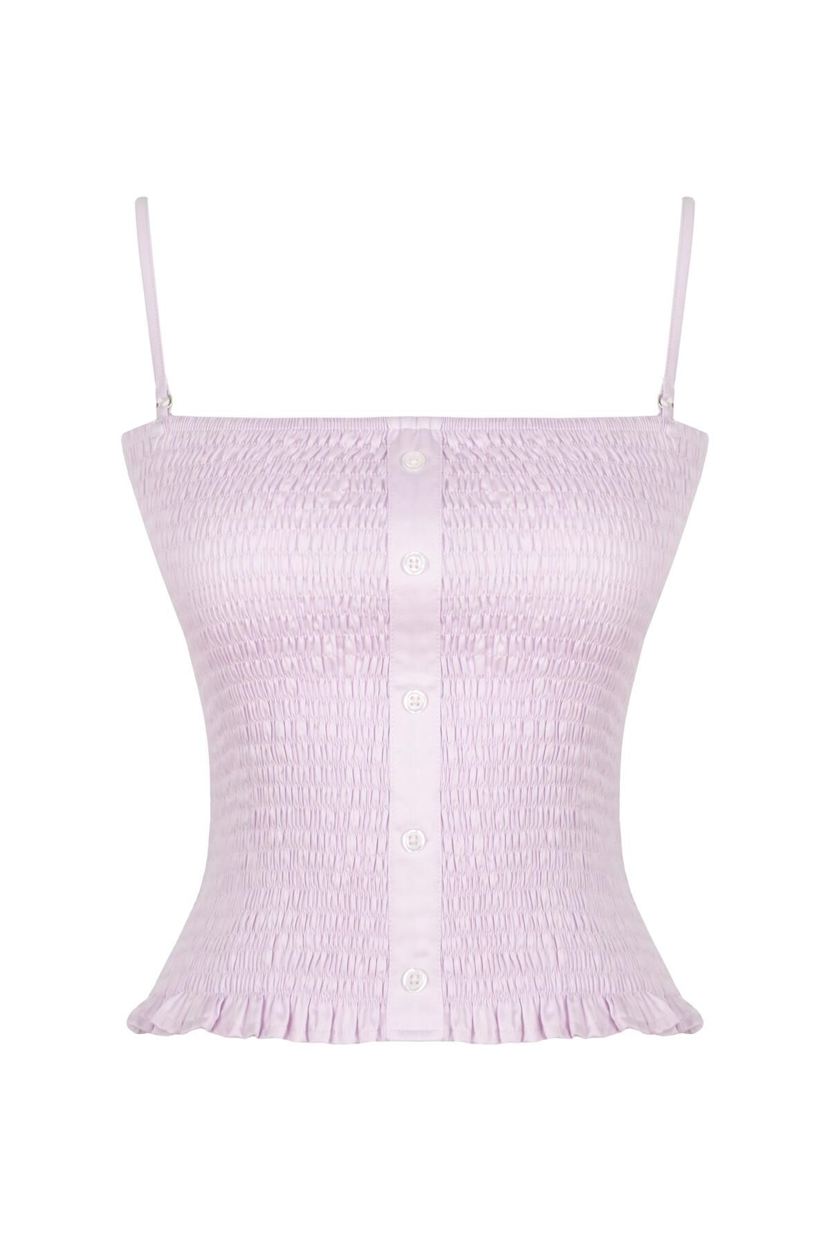 AURA BEA POPLİN CROP GÖMLEK & BRA LİLA
