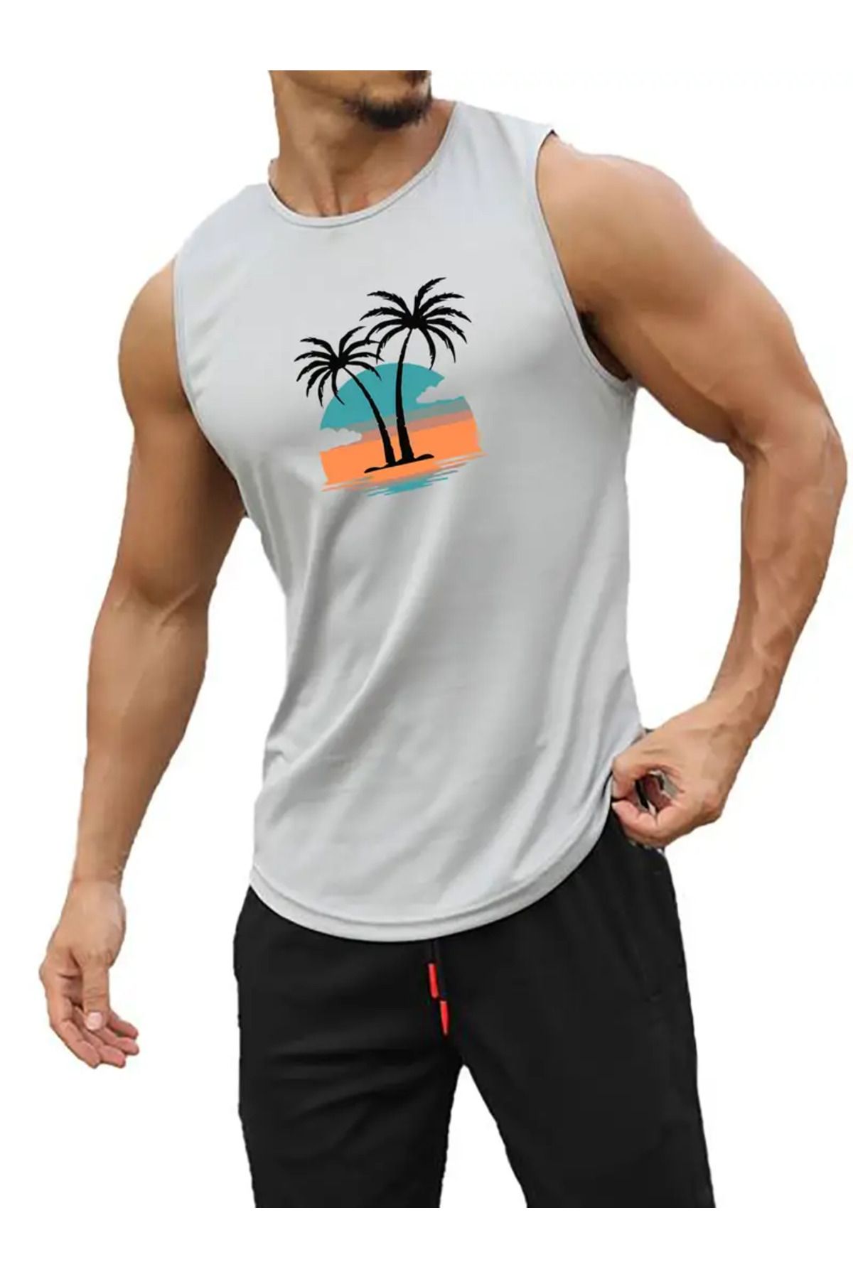 LUNAVISTA Erkek Yaz Moda Tasarımı Nefes Alabilen Ter Emici Bol Kolsuz Spor  / Büyük Beden T-Shirt