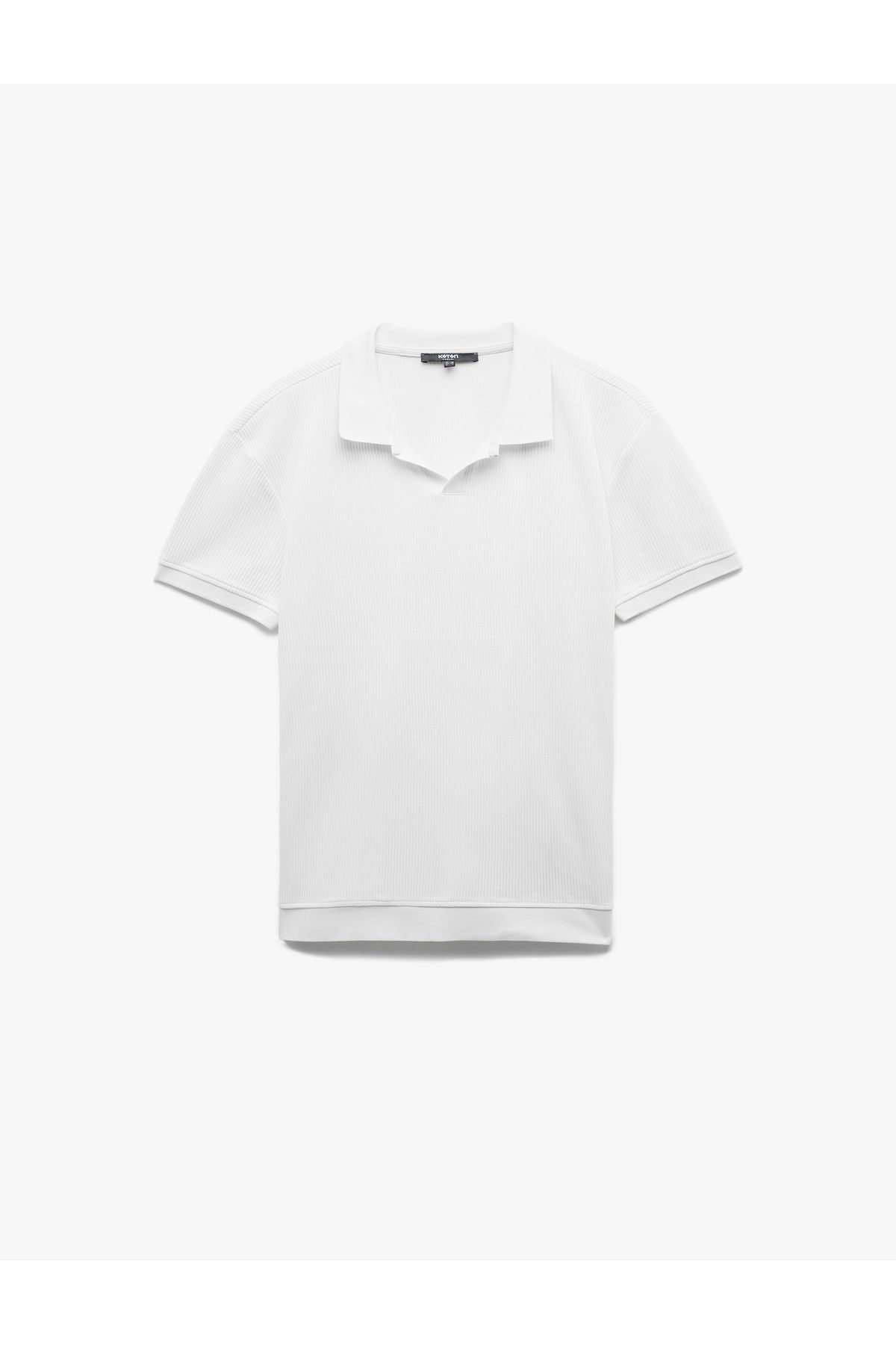 Koton-Tricou cu mânecă scurtă din bumbac, cu textura normală, cu gât polo 3