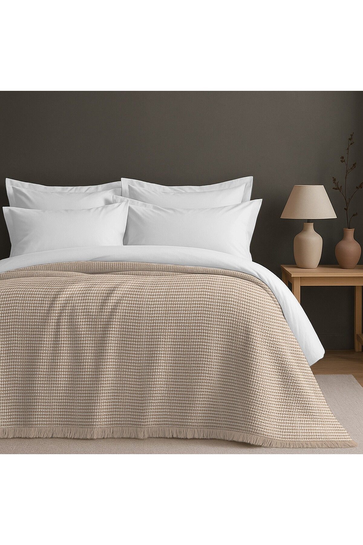 GOLD HOME COLLECTION Battal Yatak Örtüsü Pike,Waffle Desen