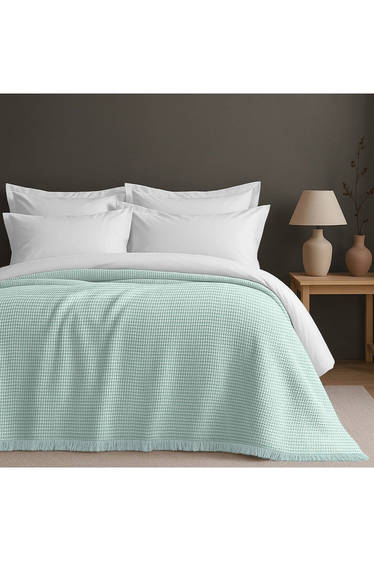 GOLD HOME COLLECTION Battal Yatak Örtüsü Pike,Waffle Desen