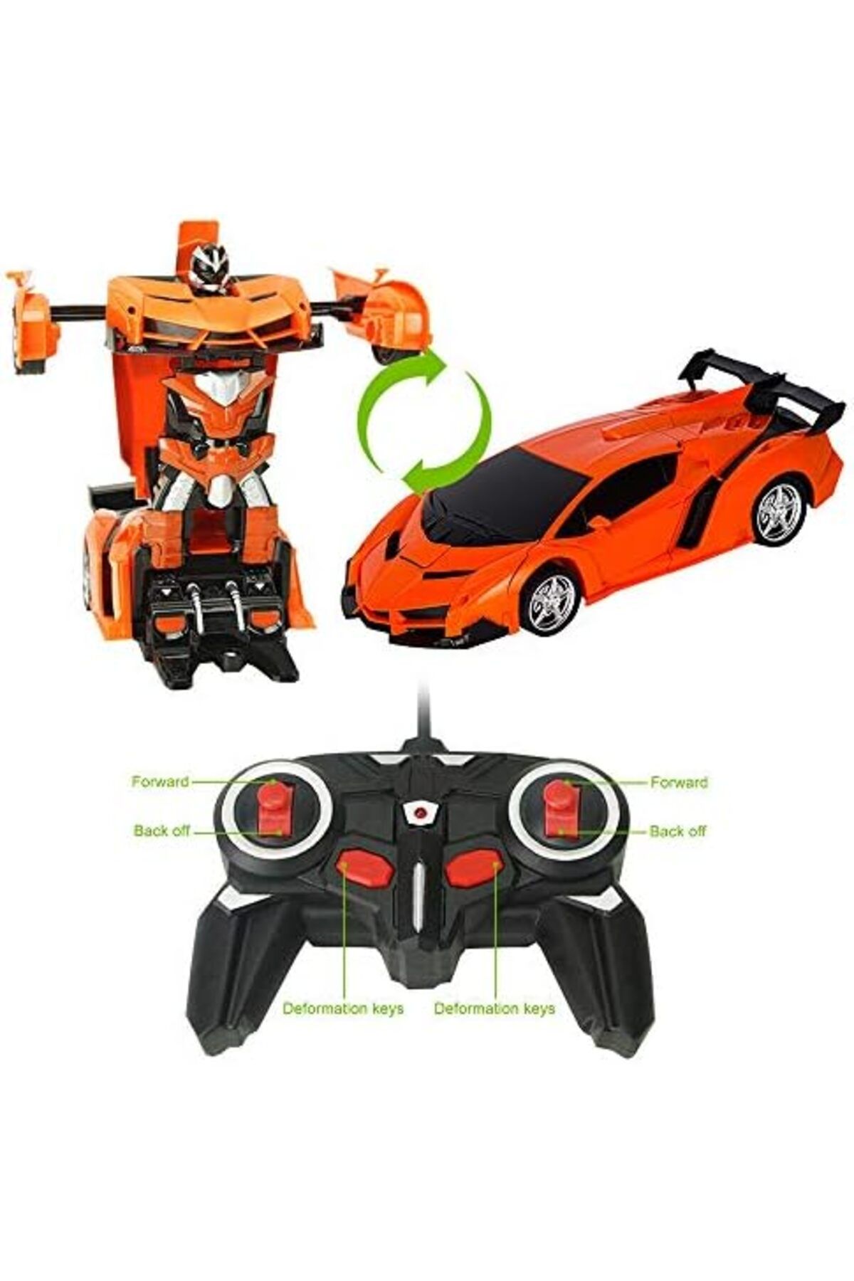 rexa-RC Cars Robot for Kids Transform Robot Remote Control Car Toy, One-Button Deformation Car Model Toy 3