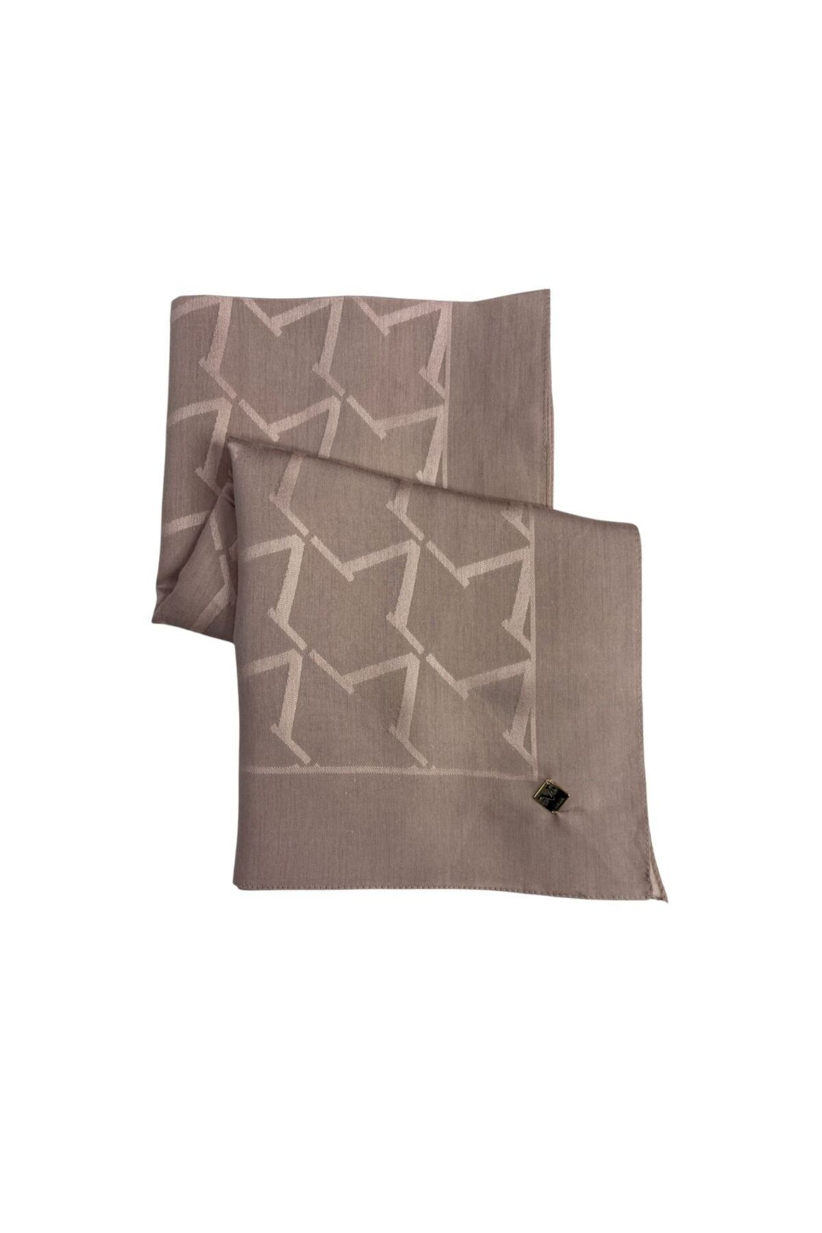 19V69 ITALIA Düz Renk Jakarlı Yün Seri Eşarp Askısı ile Birlikte 120x120 cm