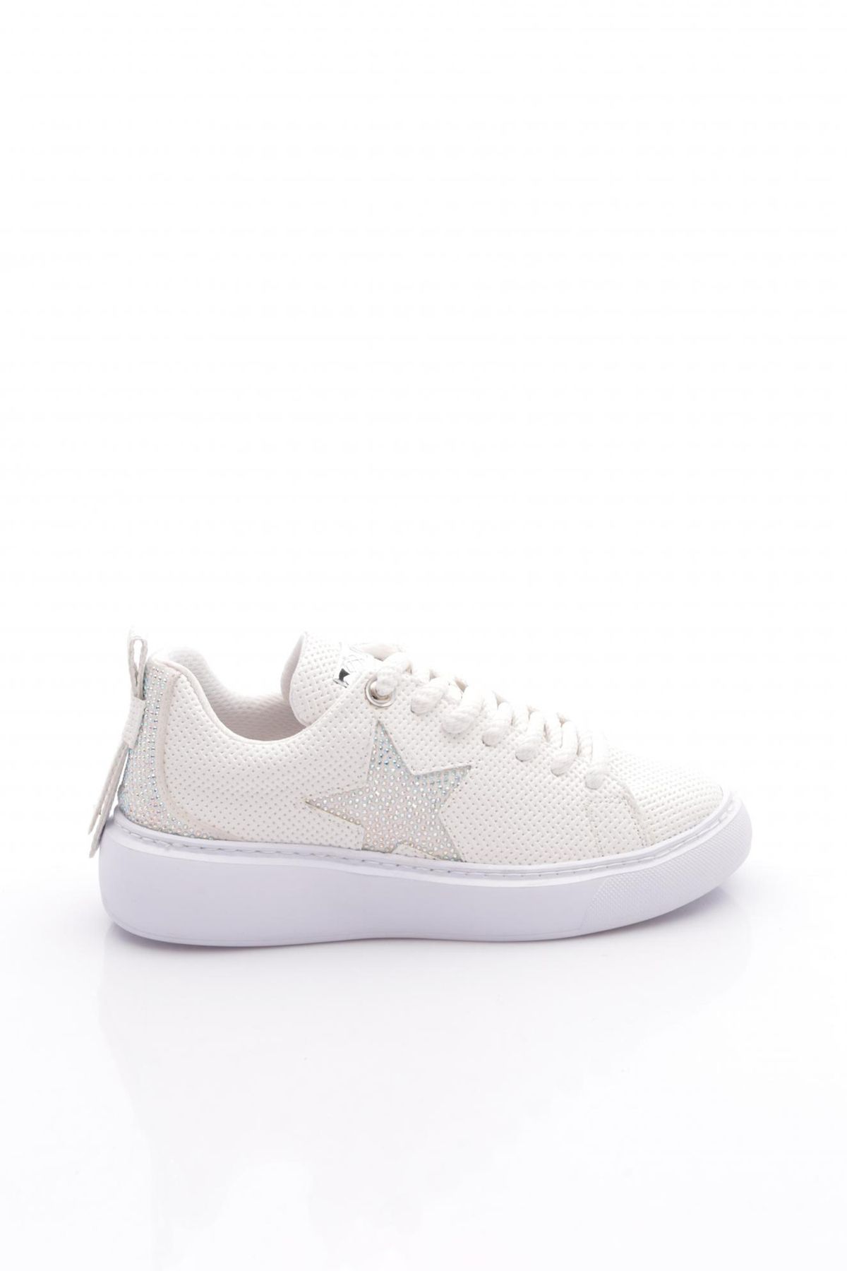 DGN B1004 Kadin Silver Taşli Baskili Sneakers Ayakkabı