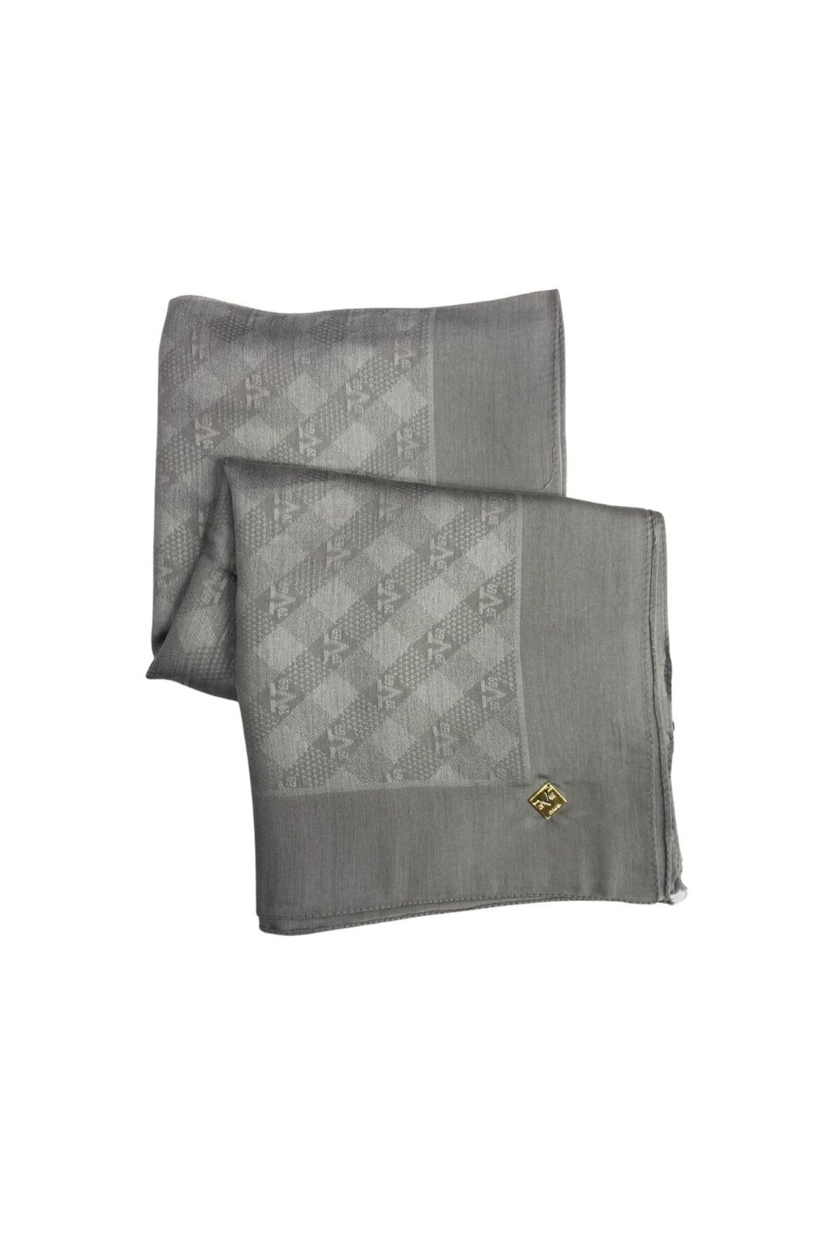 19V69 ITALIA Düz Renk Jakarlı Yün Seri Eşarp Askısı ile Birlikte 120x120 cm