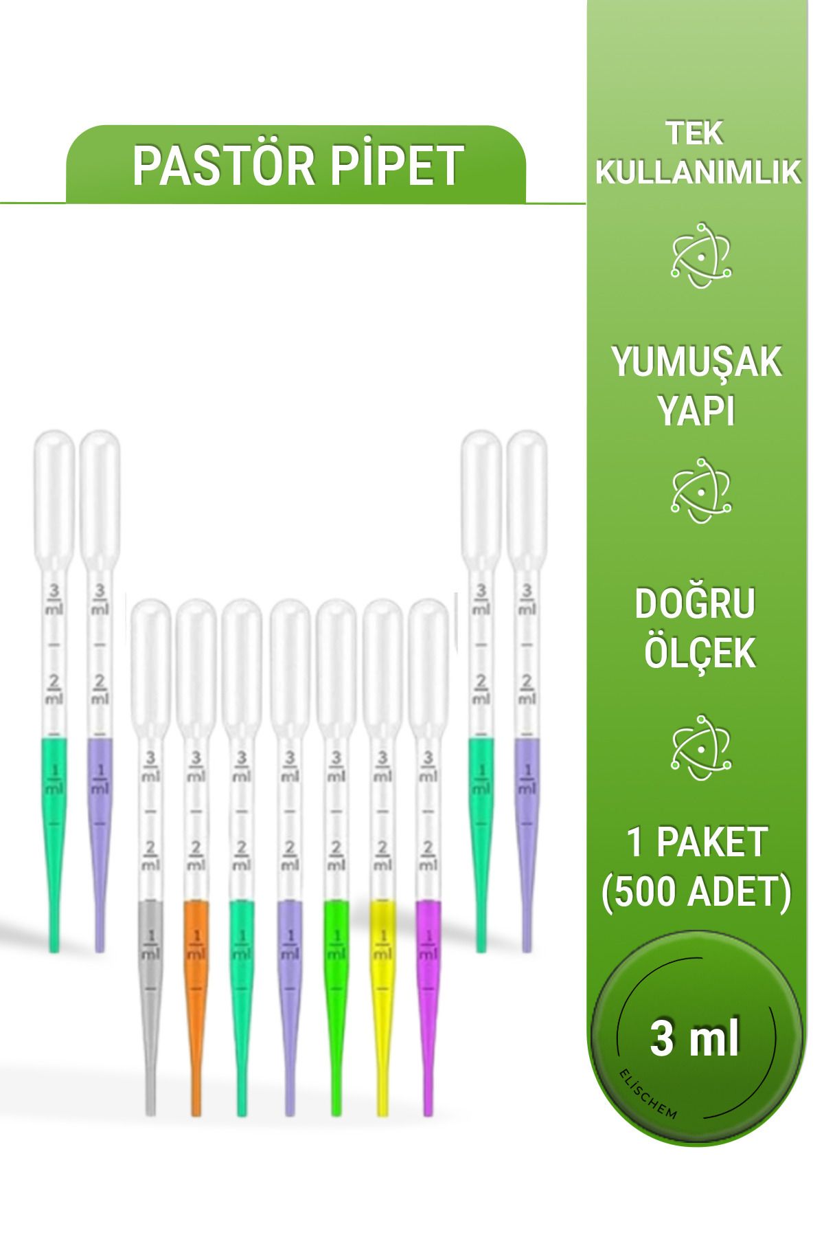 elischem Pastör Pipet 3 ml(Paket/ 500 Adet)