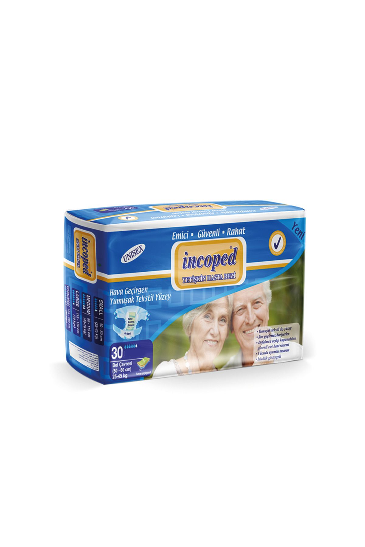 İncoped Incoped Belbantlı Hasta Bezi X Large 30 Adet Textilli x 4