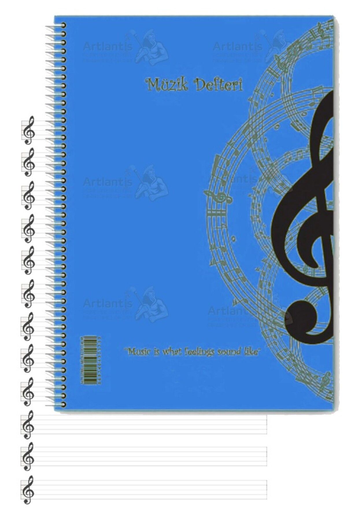 Artlantis Müzik Defteri A4 Spralli 40 Yaprak 1 Adet Sol Anahtarlı Telli Müzik Defteri Büyük Boy 12 Sütunlu