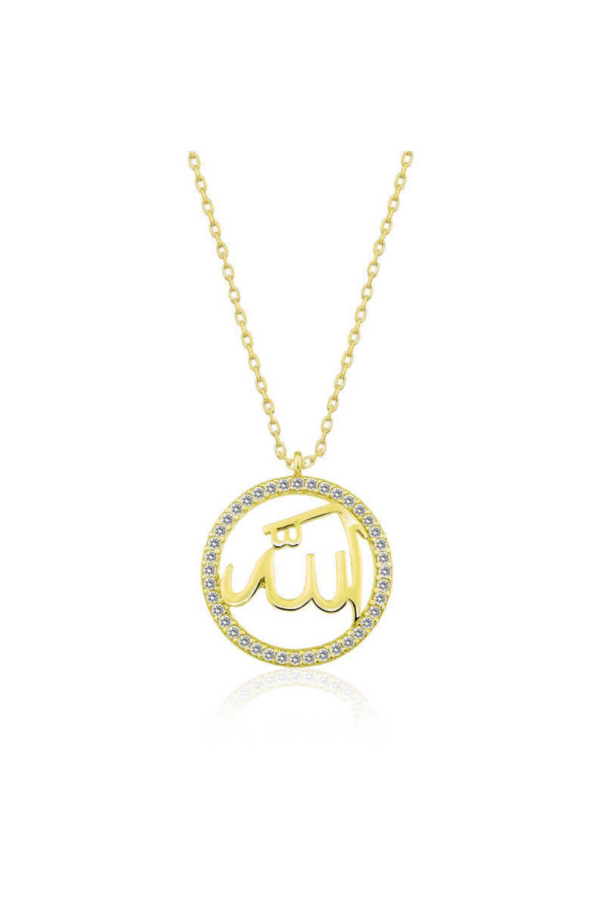 ecepazarlama Gümüş Gold Arapça Allah Yazılı Kolye