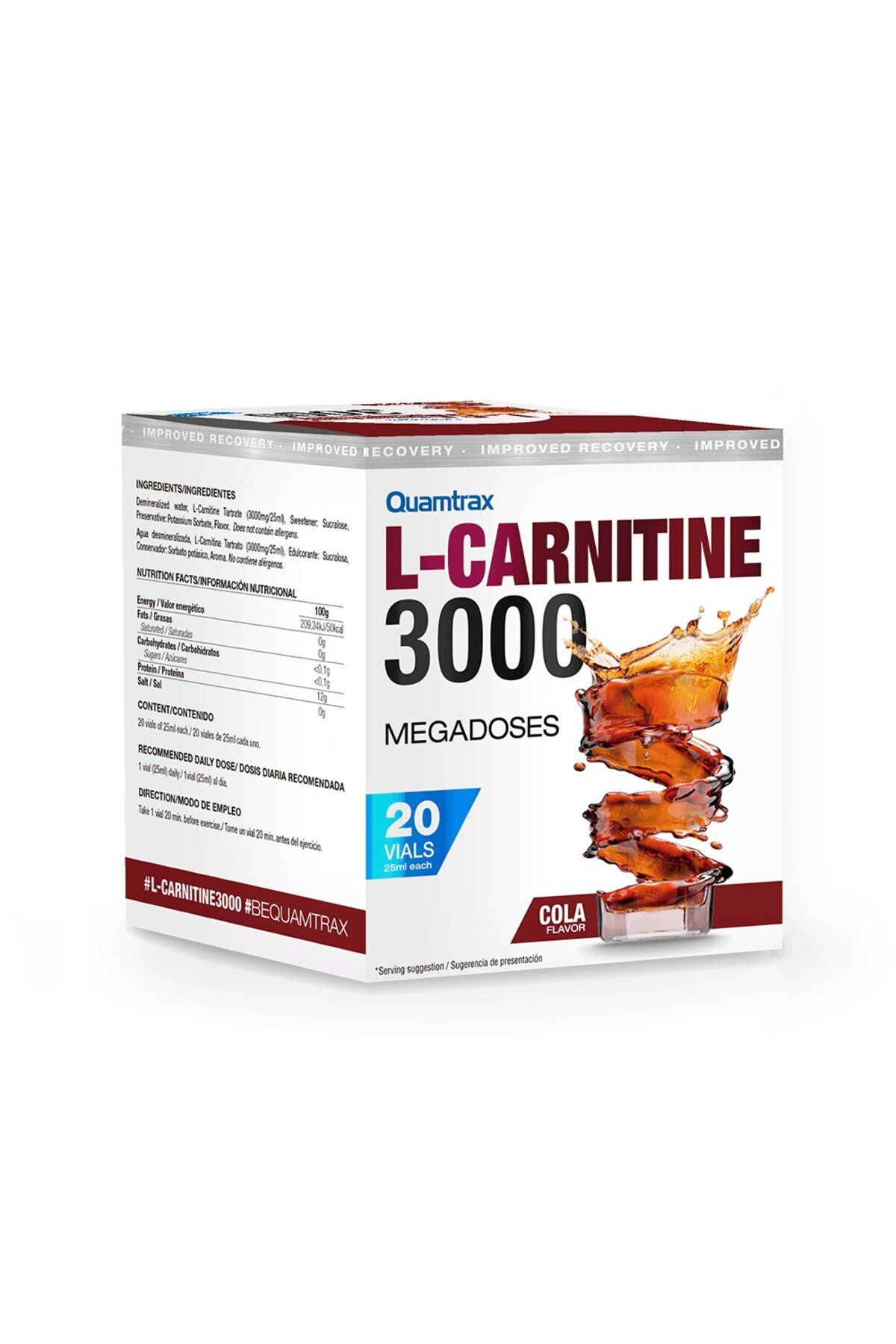 Quamtrax Set 20 X Quamtrax - L-carnitina 3000 25ml Cola - One Size