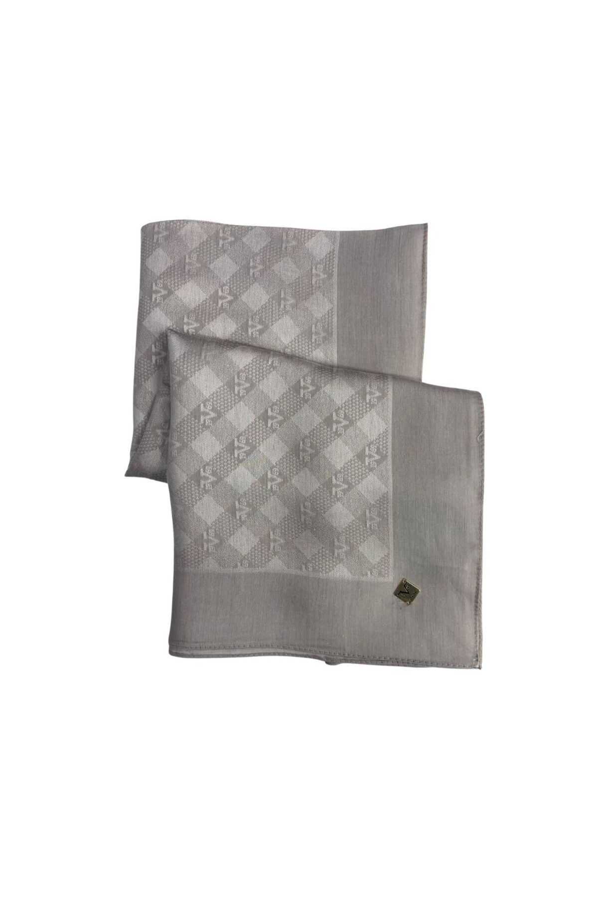 19V69 ITALIA Düz Renk Jakarlı Yün Seri Eşarp Askısı ile Birlikte 120x120 cm