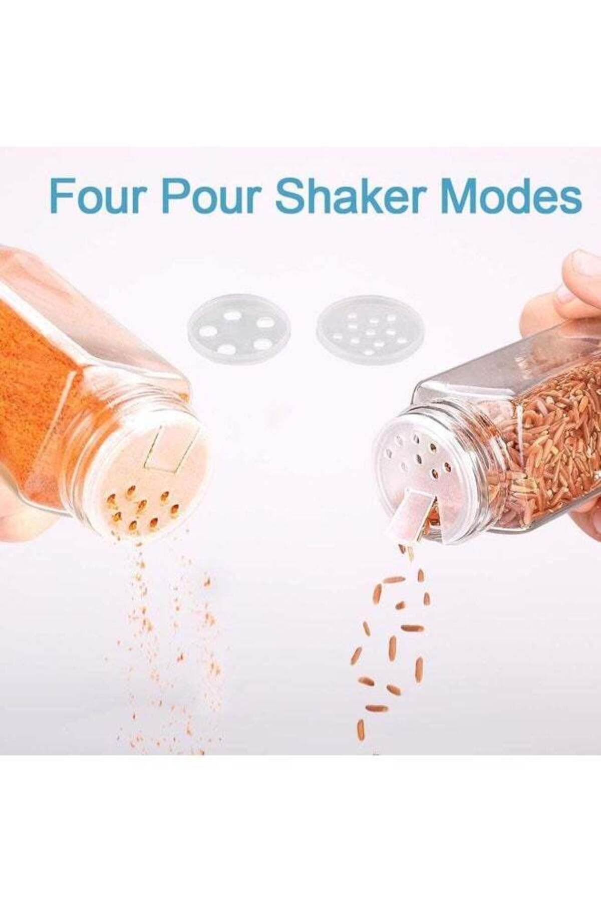 COOYA-24 Glass Spice Jars with Labels-Empty Square Spice Containers,Three Kinds of Lids & Airtight Metal 4