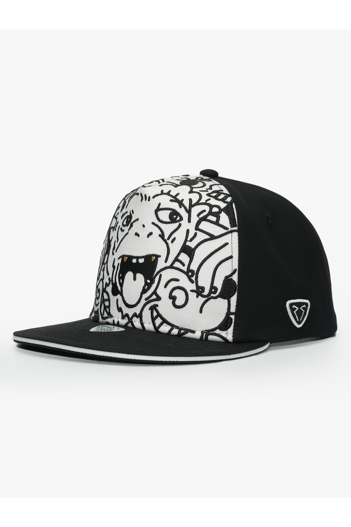Rust&Rich Kadın Erkek Siyah/Beyaz Snapback Cap Art Collection Doodle Monkey