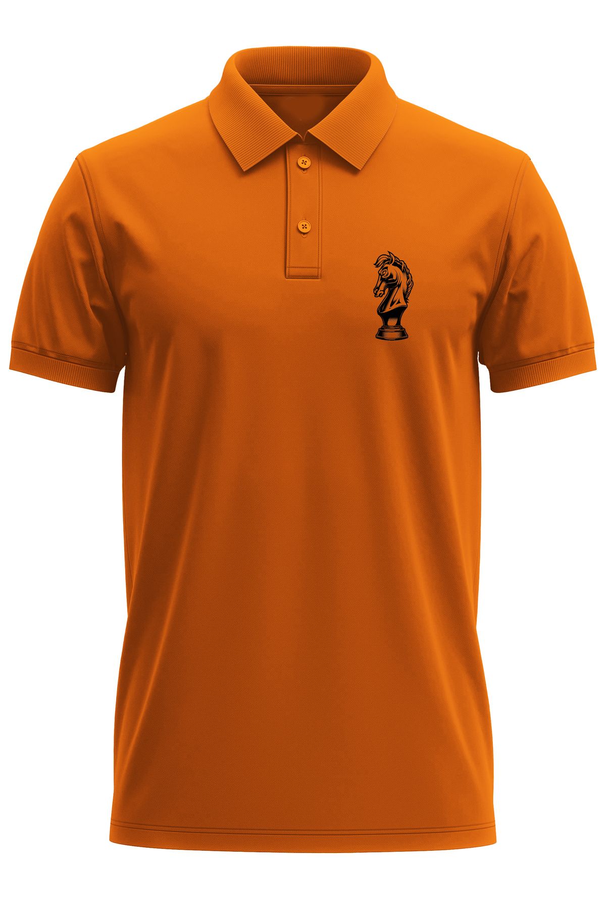 remonz Satranç At Baskılı %100 Pamuk Regular Fit Polo Yaka T-Shirt