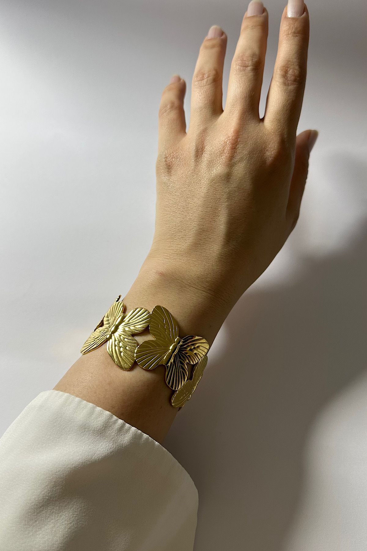 DELEIZA ACCESSORY Çelik Ayarlanabilir Vintage Kelebek Gold Kelepçe