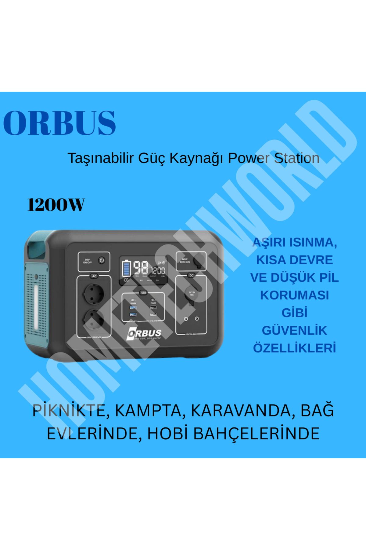 ORBUS Hayatta ve Acil durumlarda ihtiyaç duyduğunuz elektrik enerjisi 1200w Taşınabilir Güç Kaynağı