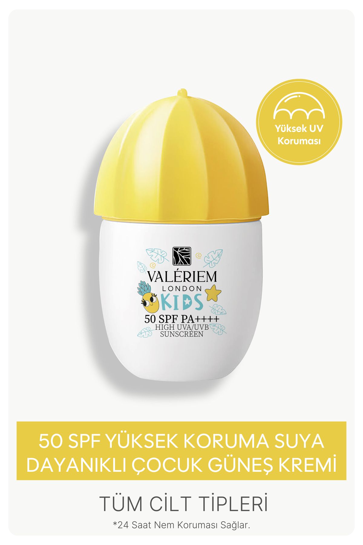 VALERİEM LONDON Velura Kids 50 SPF+ Yüksek Koruma Suya Dayanıklı Çocuk Güneş Kremi