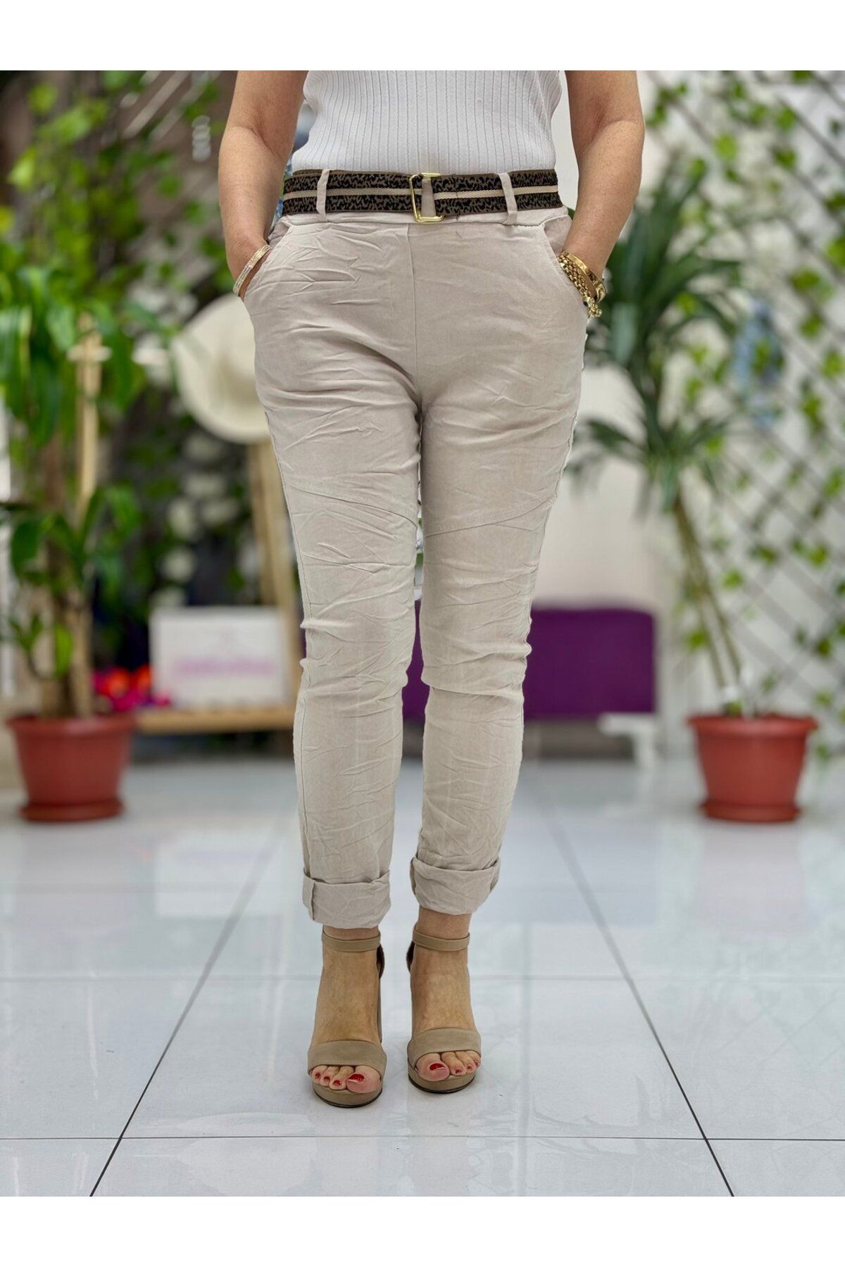 Punta Otantik NC21358 İtalyan Coton Pantolon Krem
