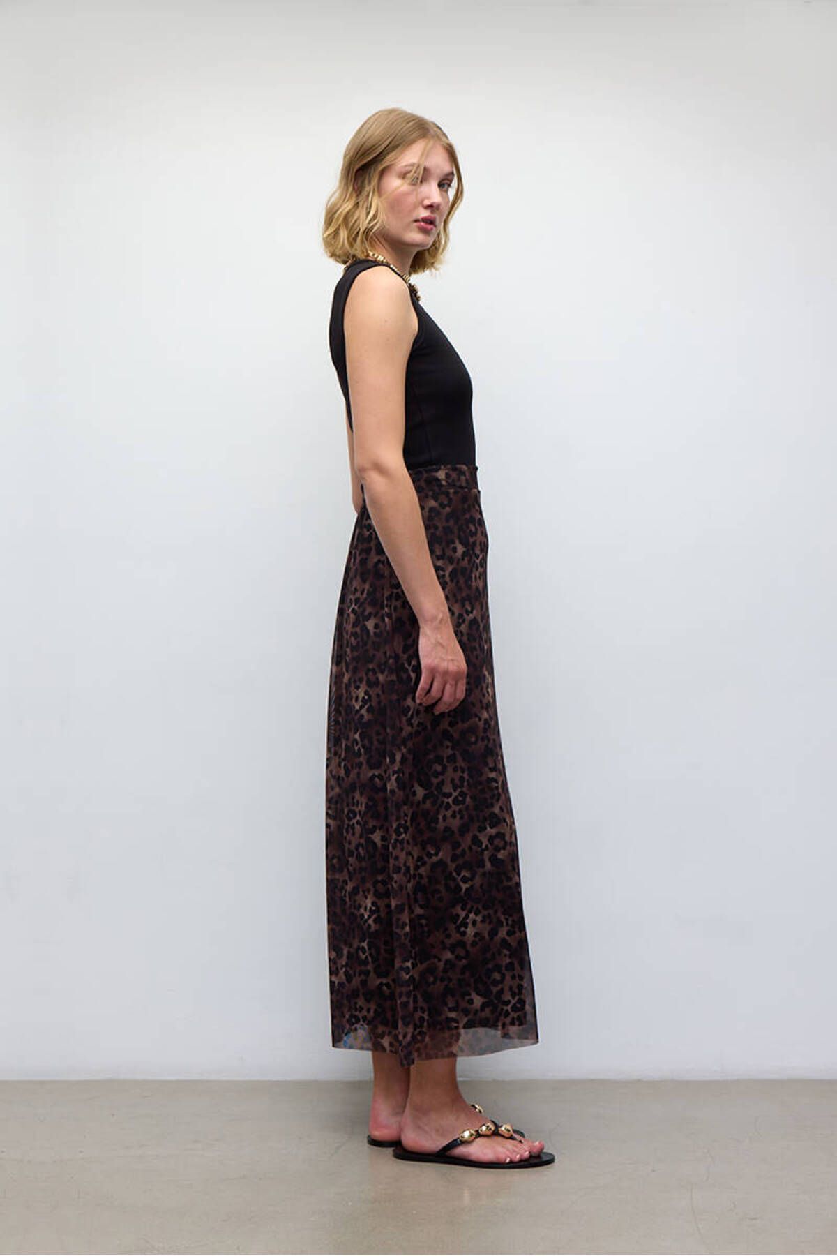 BE BLUE-Leopard Patterned Tulle Skirt 8