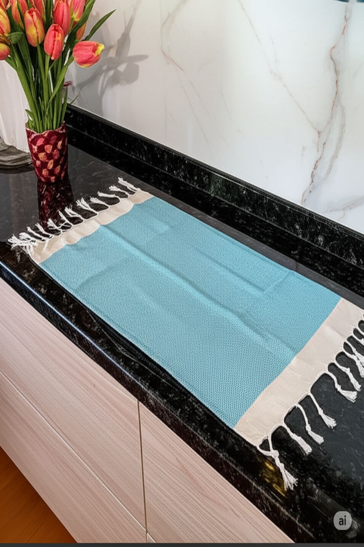 mihriban 2'Li Sultan Naturel Saçaklı Mutfak Kurulama Havlusu 45x80 cm Peşkir (2 ADET)