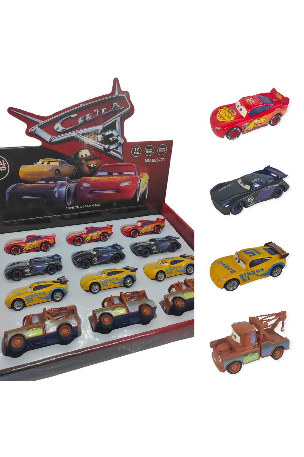 Orko Toys Şimşek Mcqueen Mater Jackson Storm Cruz Ramirez Arabalar Metal 4lü Set ÇekBırak Kauçuk Teker Mekkuin