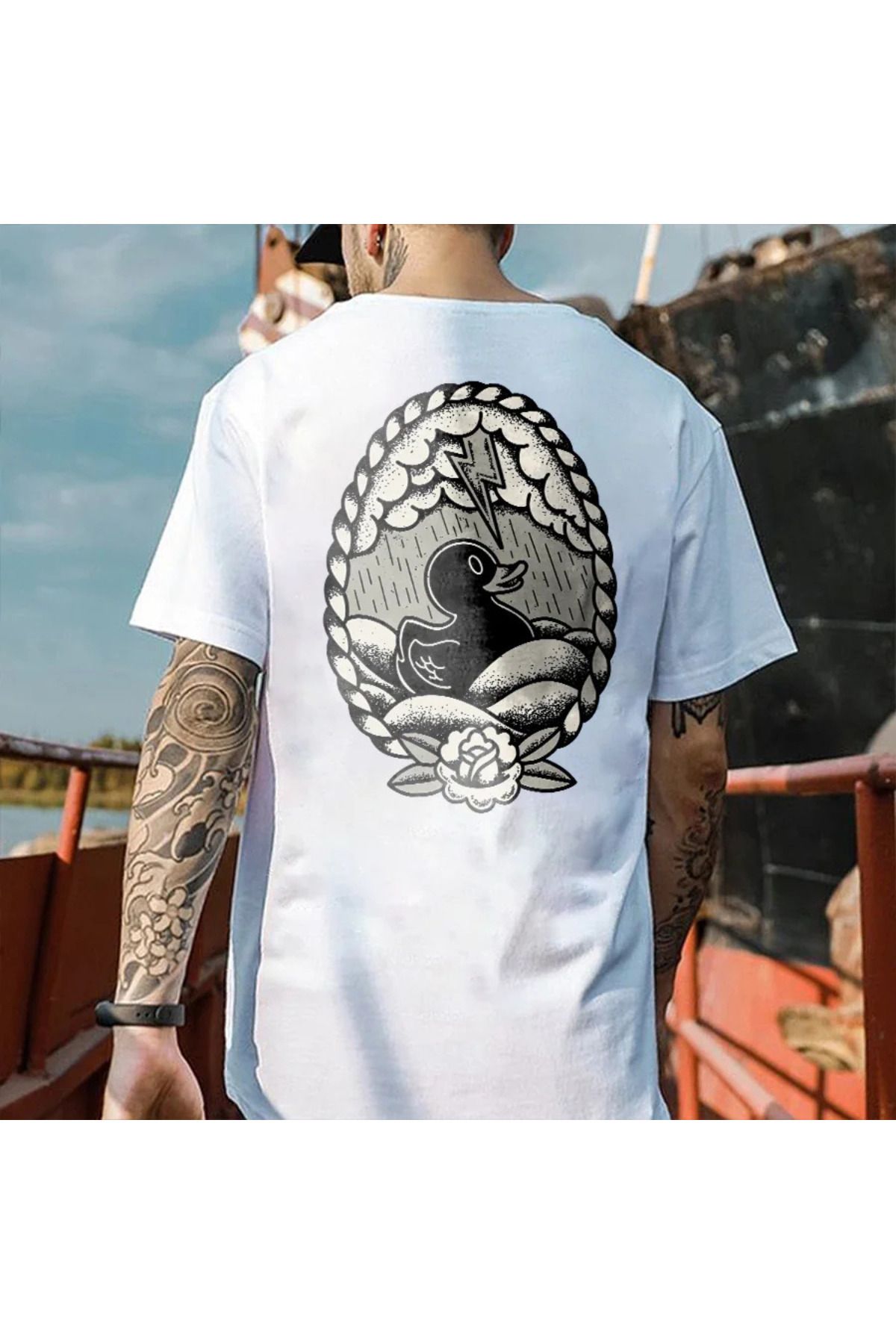 DESCARTES The Stormy Duck Baskılı Oversize T-shir