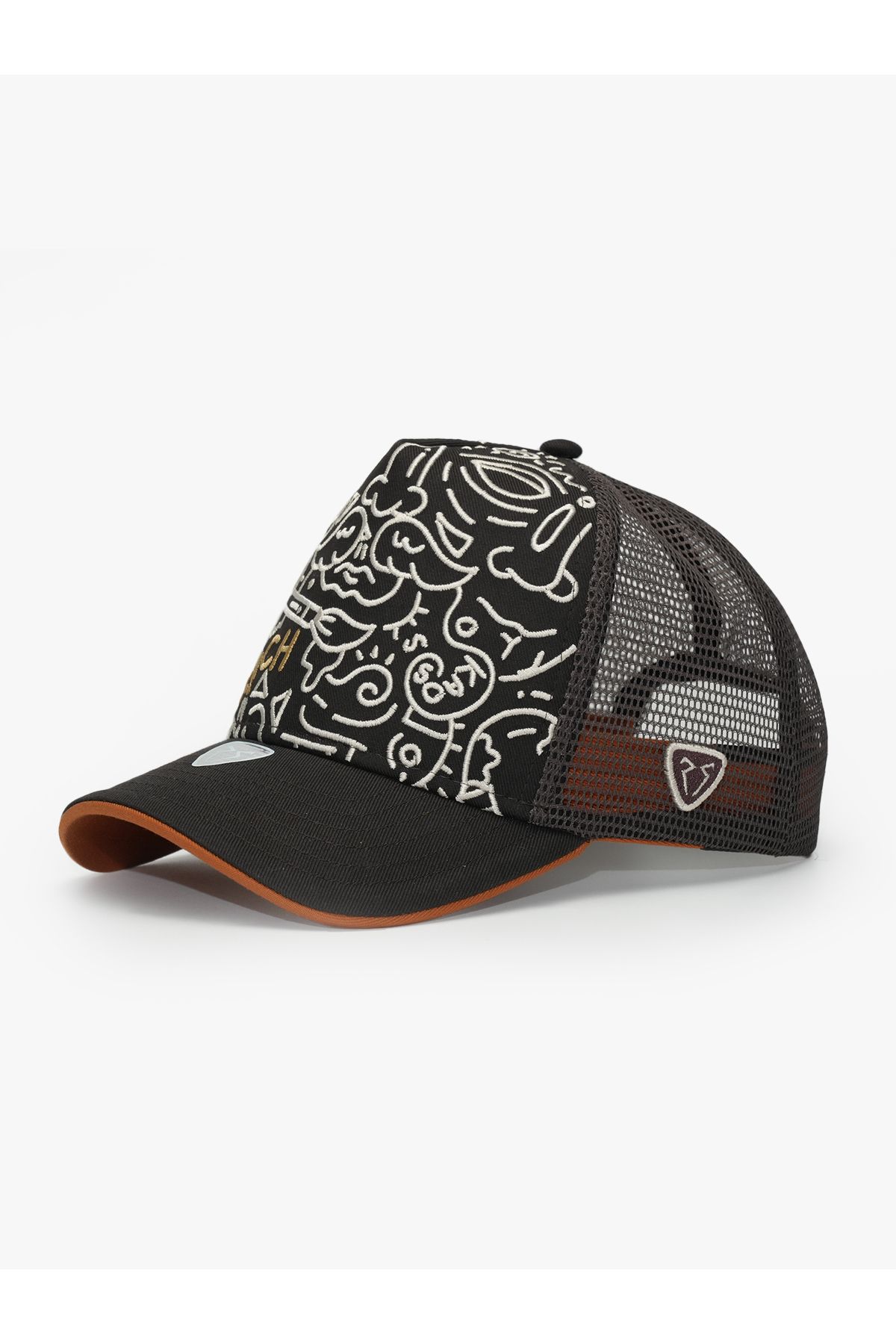 Rust&Rich Kadın Erkek Kahverengi Trucker Hat Art Collection Doodle