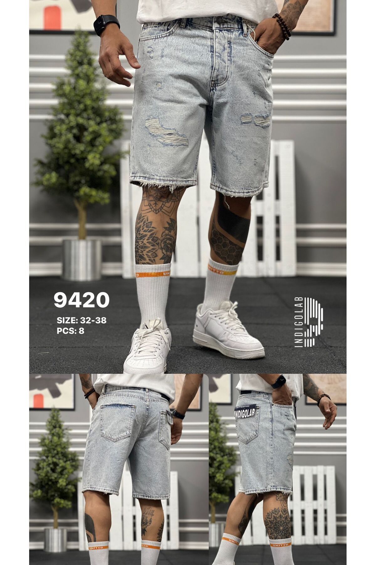 INDIGOLAB Erkek Mavi Baggy Denim Şort