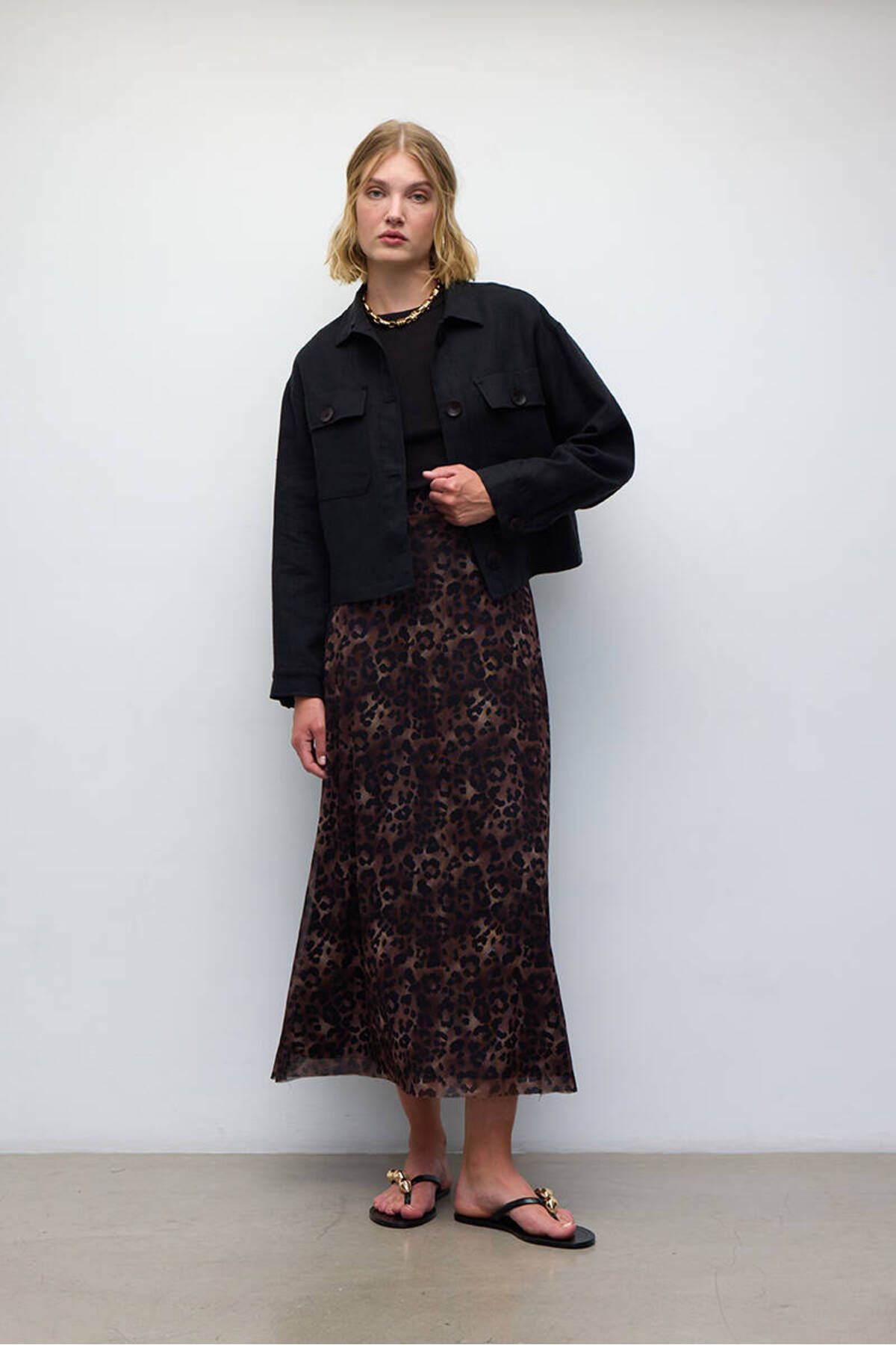 BE BLUE-Leopard Patterned Tulle Skirt 3