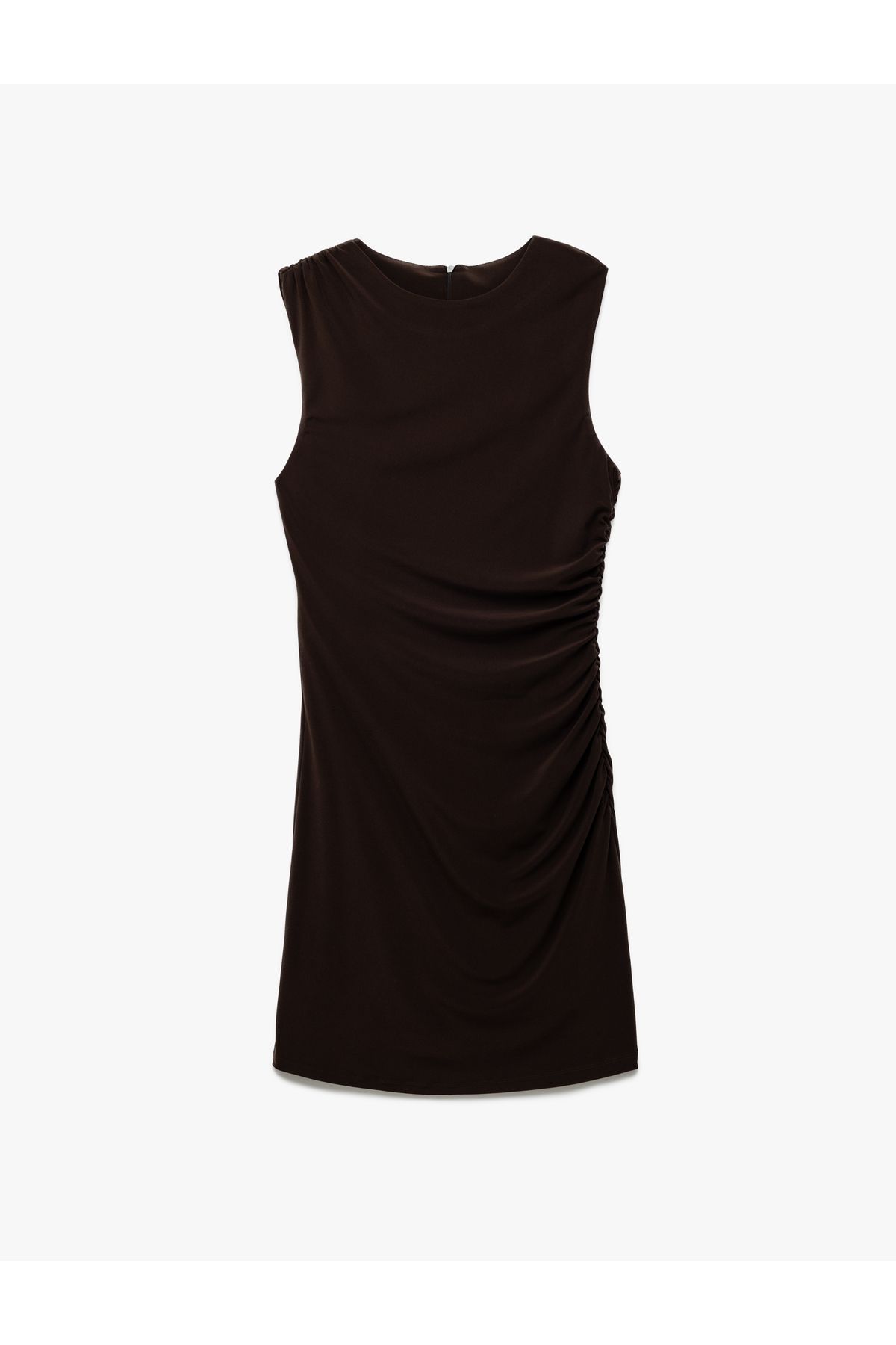 Koton Drape Detaylı Bisiklet Yaka Kolsuz Mini Elbise