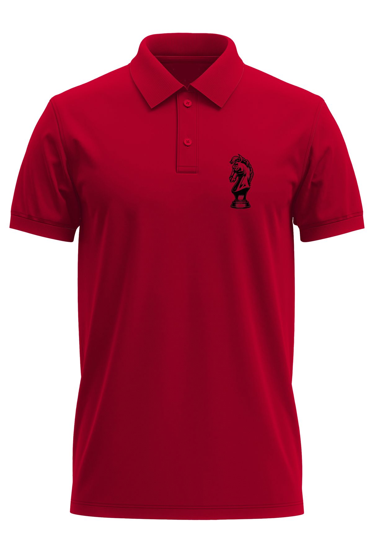 remonz Satranç At Baskılı %100 Pamuk Regular Fit Polo Yaka T-Shirt