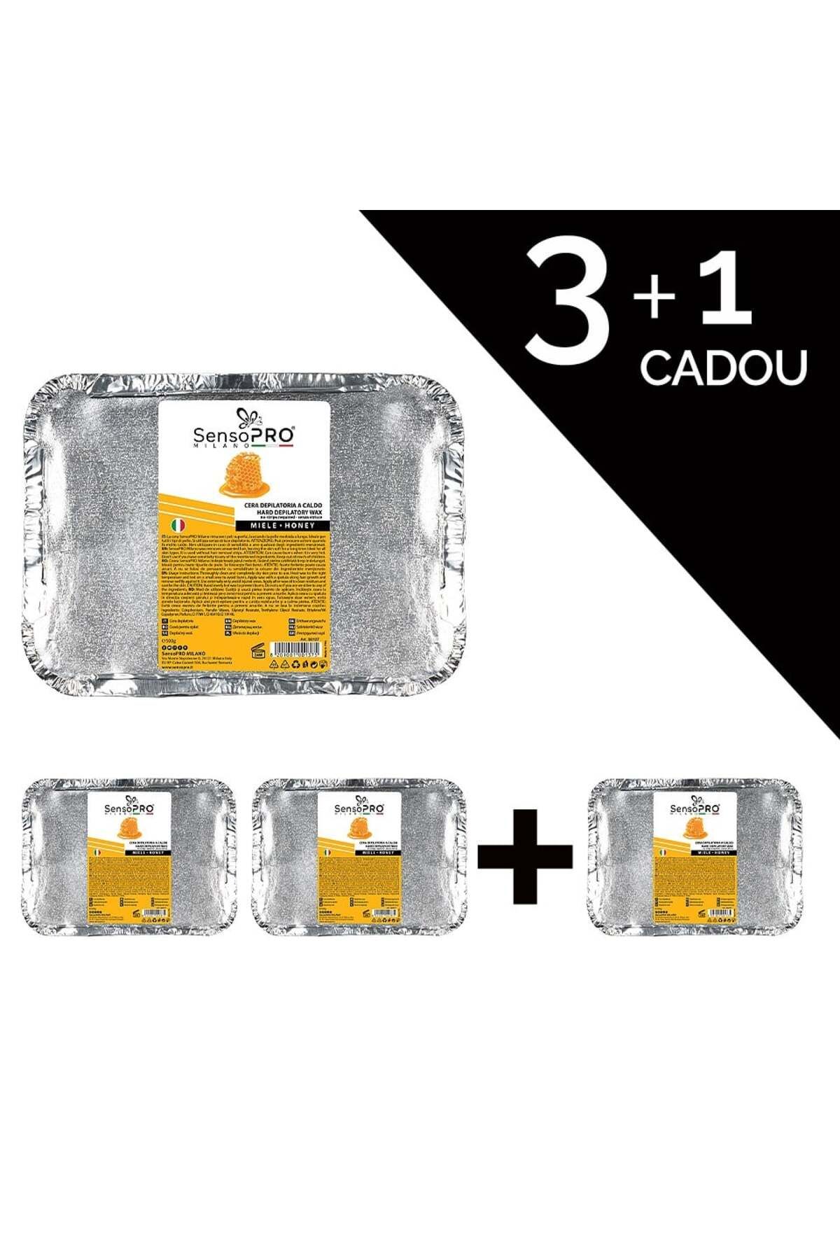 SensoPRO Milano Set 3 1 Ceară Epilatoare Tradițională Cu Miere Gratuită, 500 G - One Size