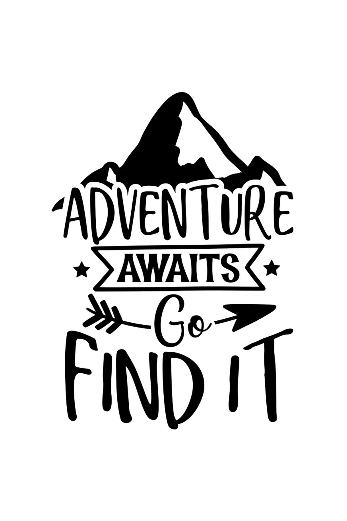 StoryGift Romania Sticker Exterior Cu Munte Si Stelute Cu Mesajul "adventure Awaits, Go Find It" - Aventura - One Size