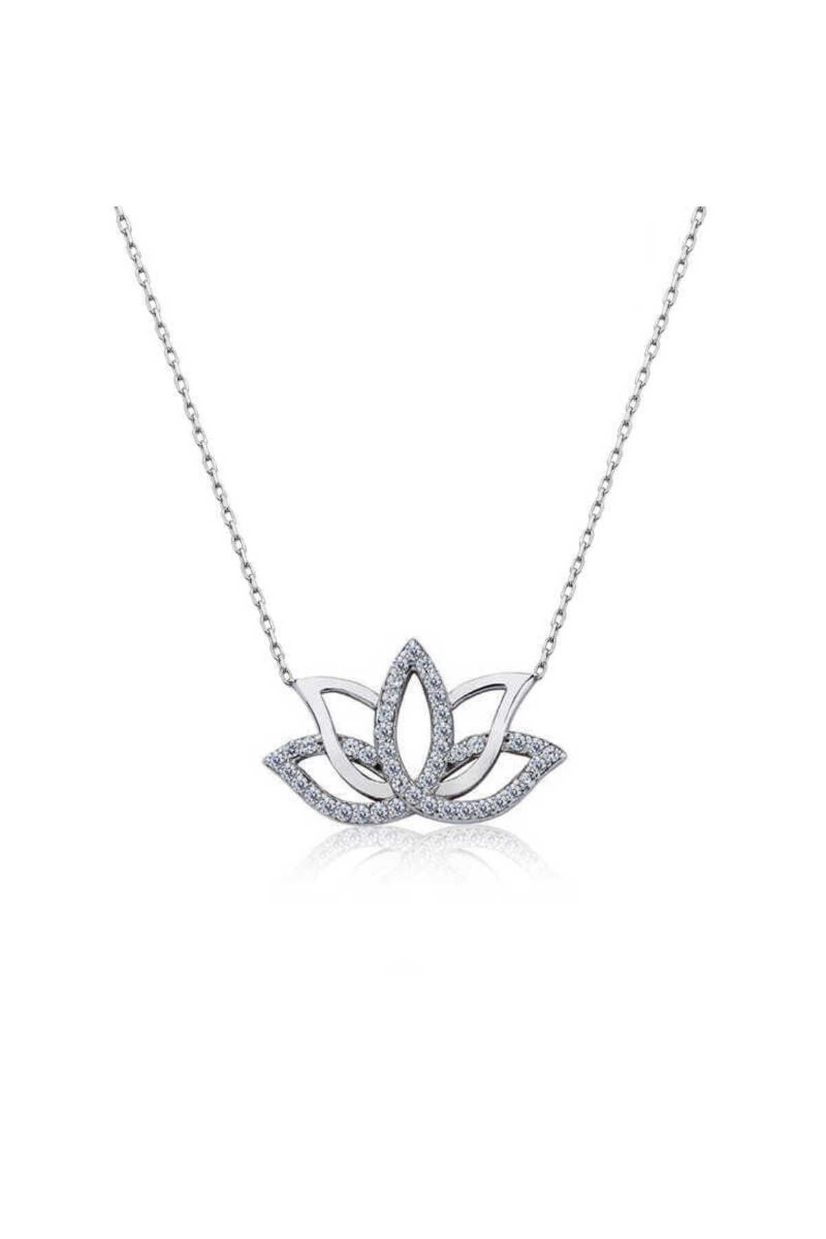 ecepazarlama Gümüş Lotus Çiçeği Kolye