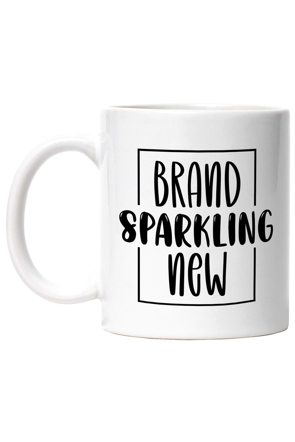 StoryGift Romania Cana Cu Mesaj In Limba Engleza "brand Sparkling New" - Nou-nout Sclipitor Cu Man, Cu Maner Alb - One Size
