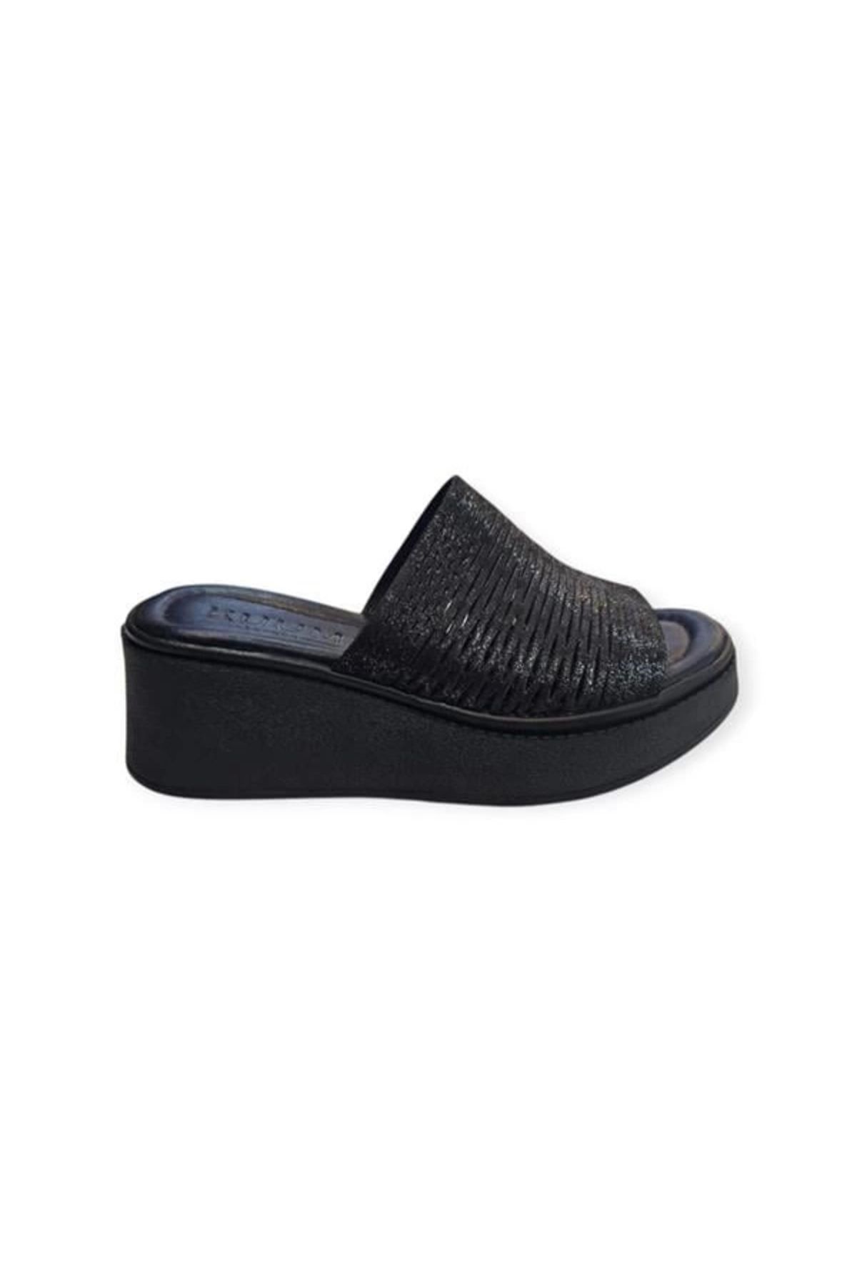 Store K1471130 Yüksek Taban Yaldızlı Kadın Terlik Siyah