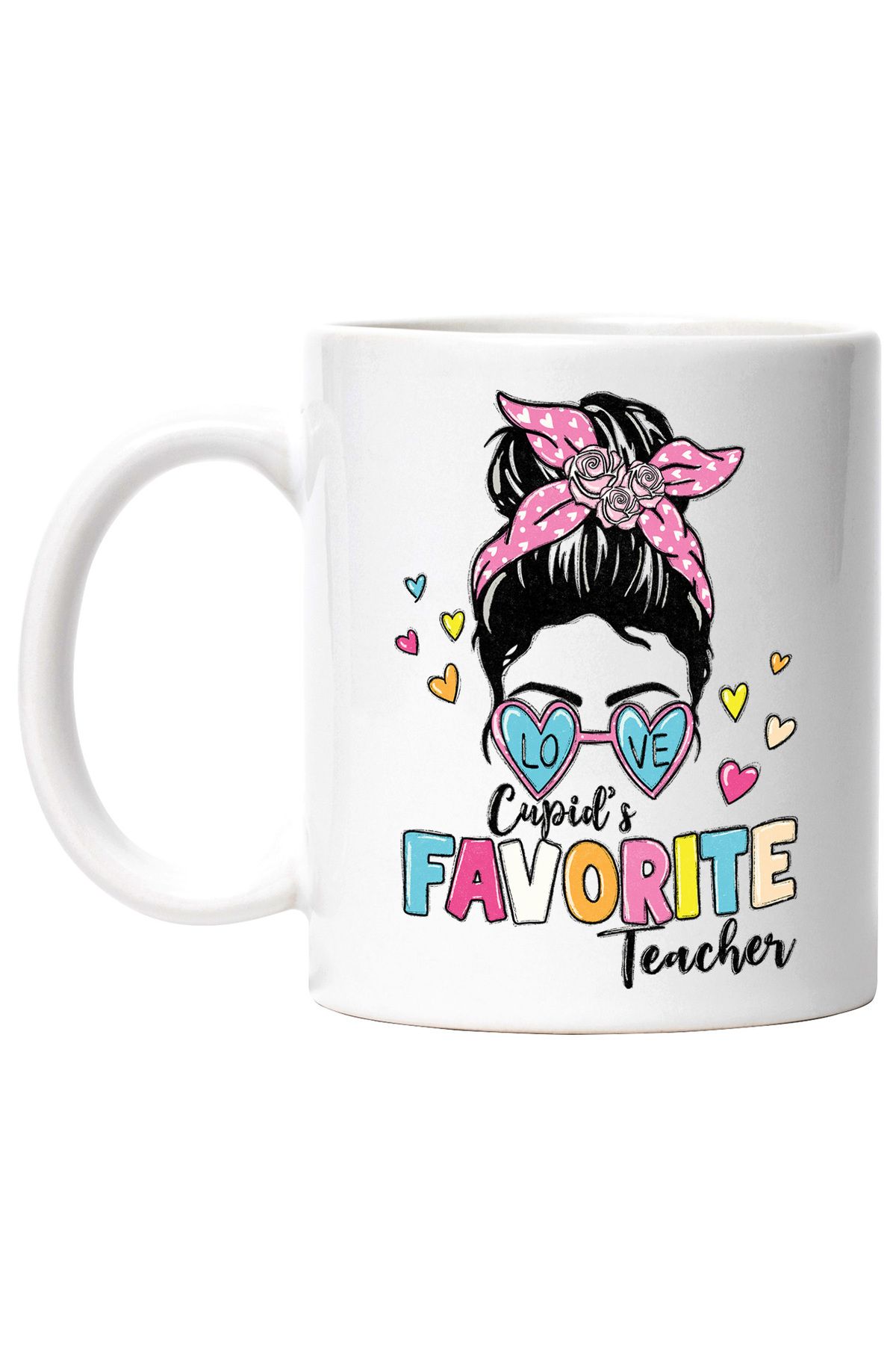 StoryGift Romania Cana Cu Mesajul "cupid Favorite Teacher", Ilustratie, Scoala, Elevi, Studenti, P, Cu Maner Alb - One Size