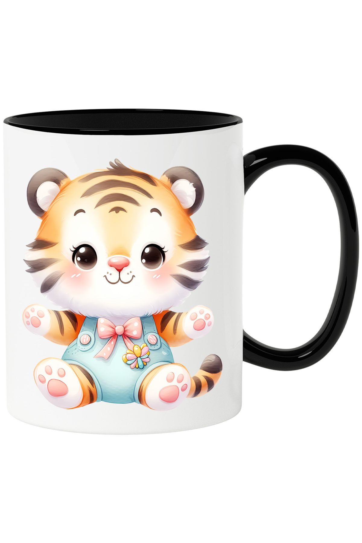 StoryGift Romania Cana Cu Un Pui De Tigru Vesel | Ilustratie | Asteapta Sa Fie Luat In Brate | Imb, Cu Maner Negru - One Size