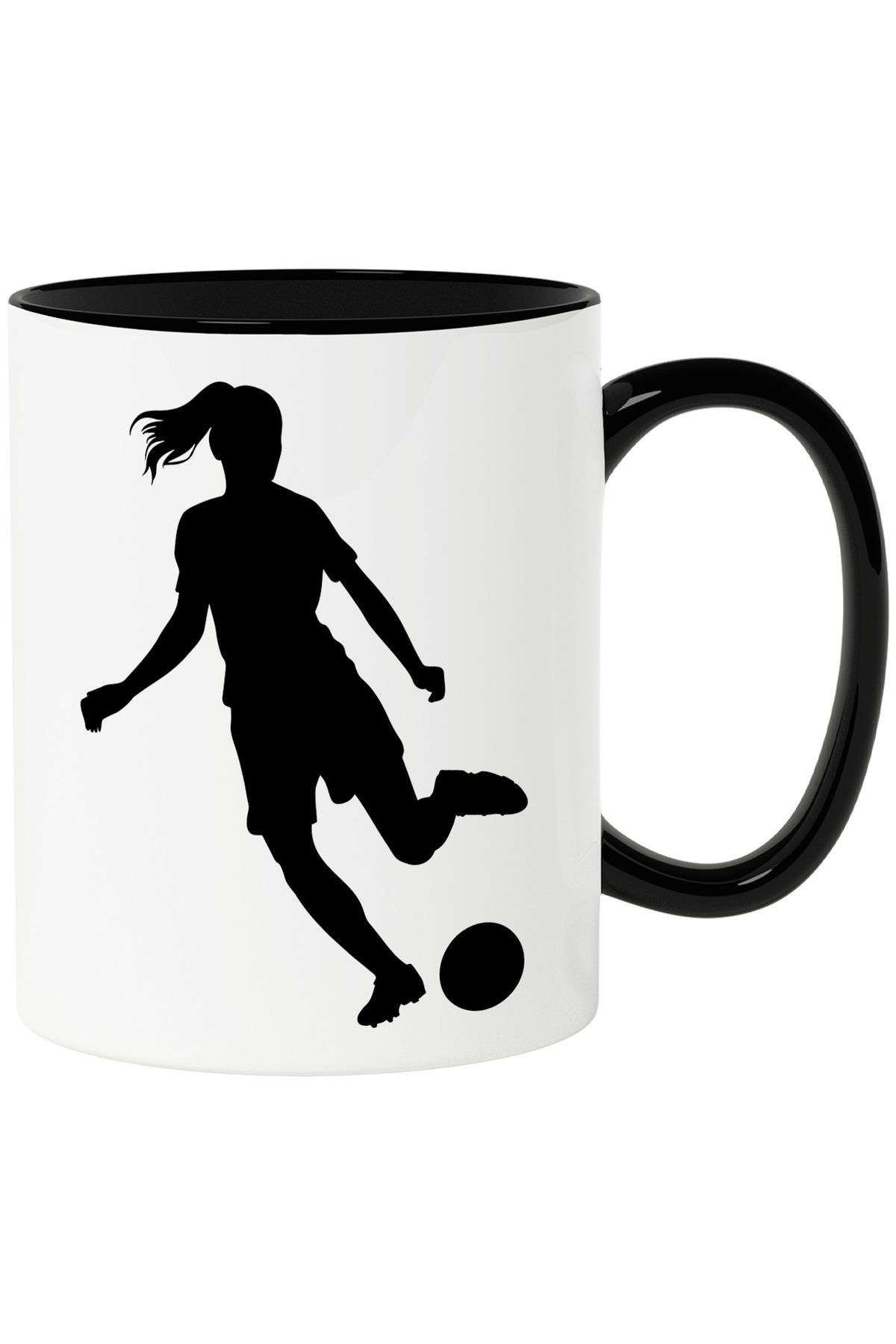 StoryGift Romania Cana Cu O Jucatoare De Fotbal - Minge Efort Cu Maner Negru, Cu Maner Negru - One Size