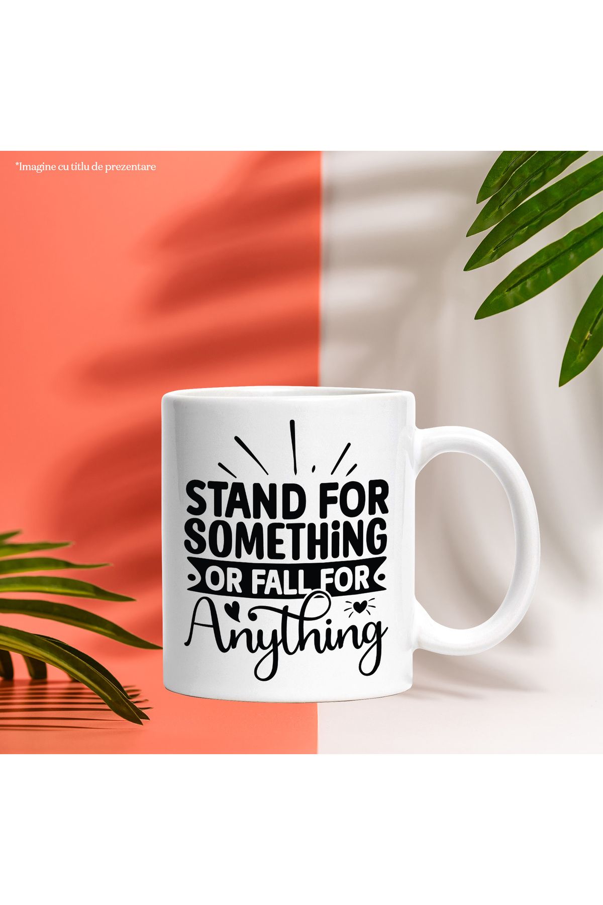 StoryGift Romania-Mug with hearts and a message that encourages you to believe in something/represent something with , With White Handle 2