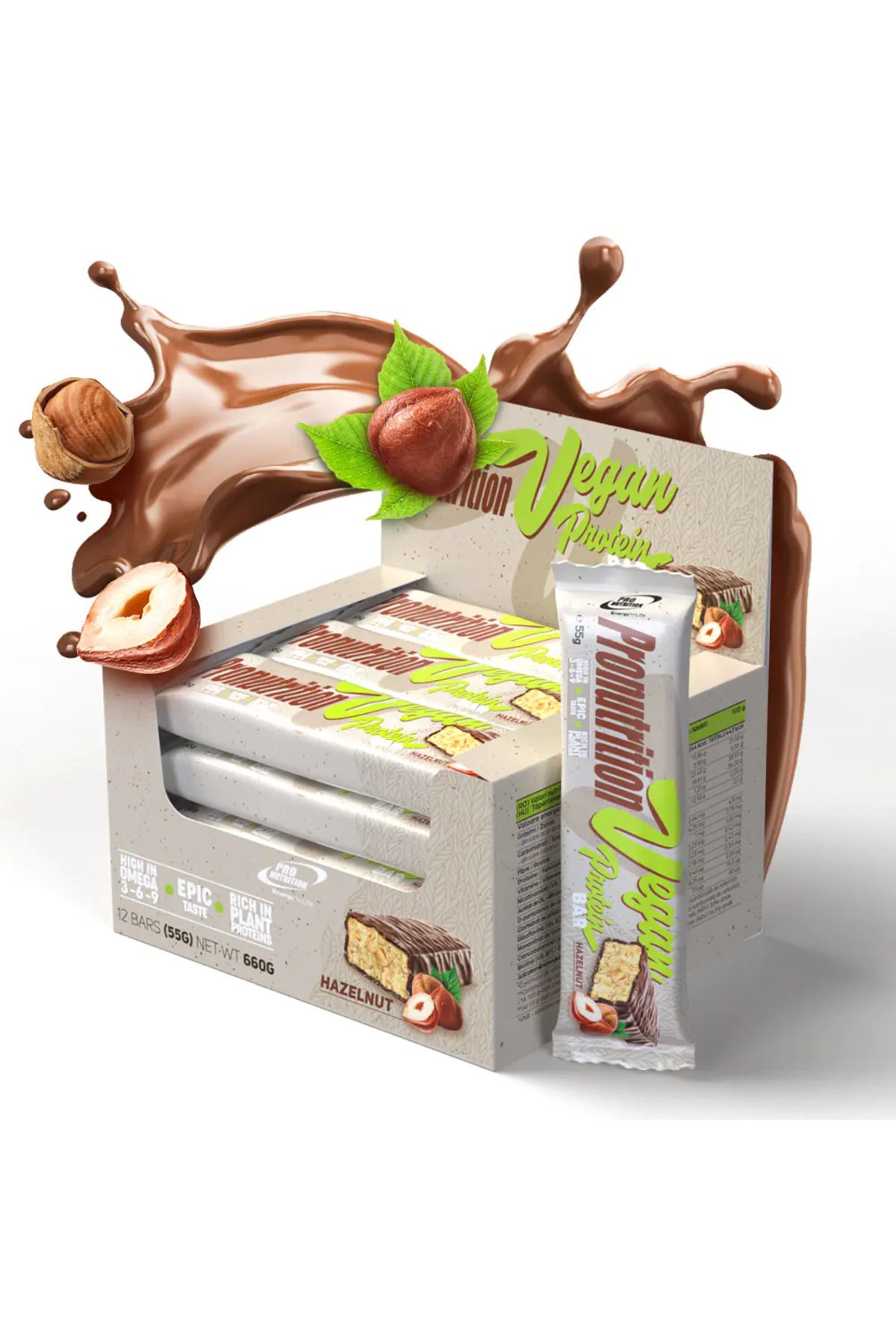 Pro Nutrition Cutie Batoane Proteice Vegan Protein 12 Bucăți X 55g - One Size