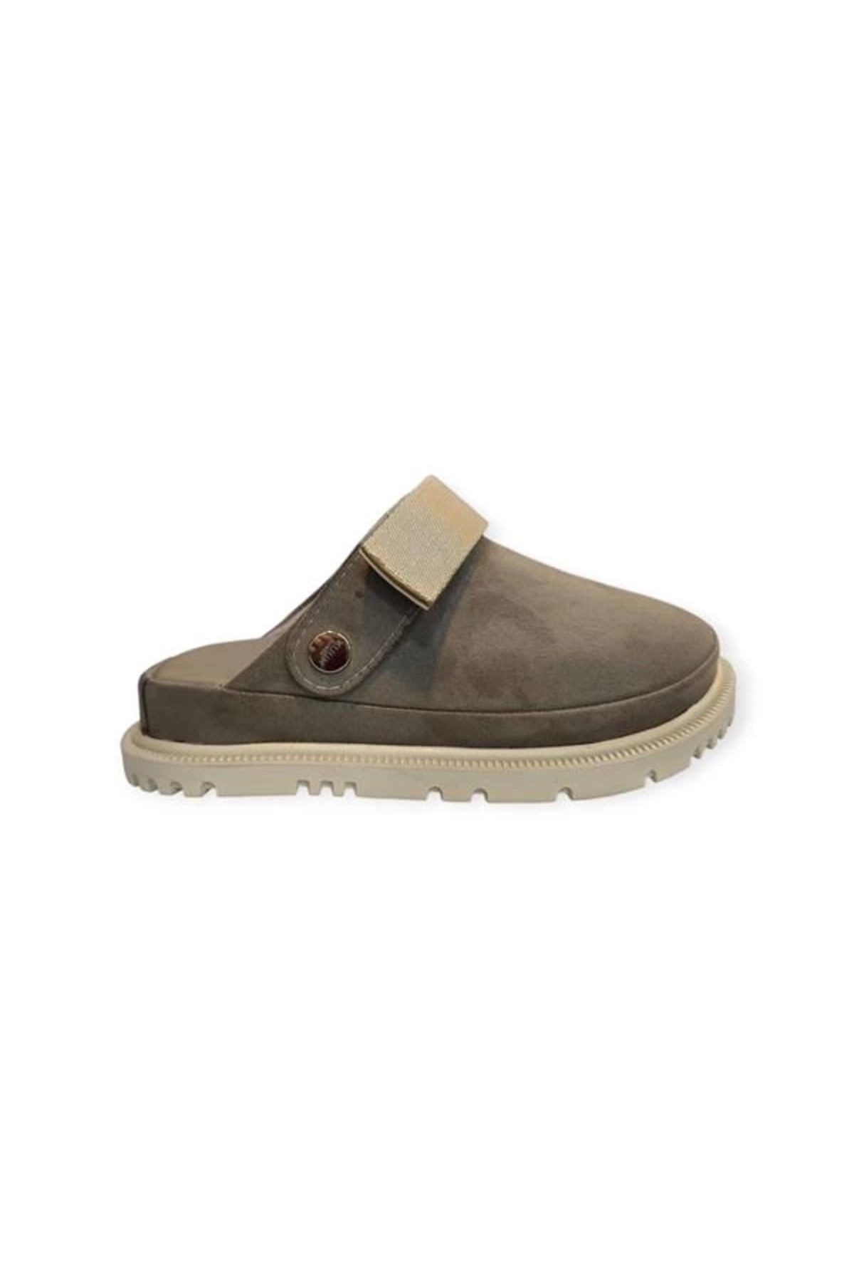 Store K15503 Cırt Cırtlı Ayarlanabilir Kadın Sandalet Terlik Bej
