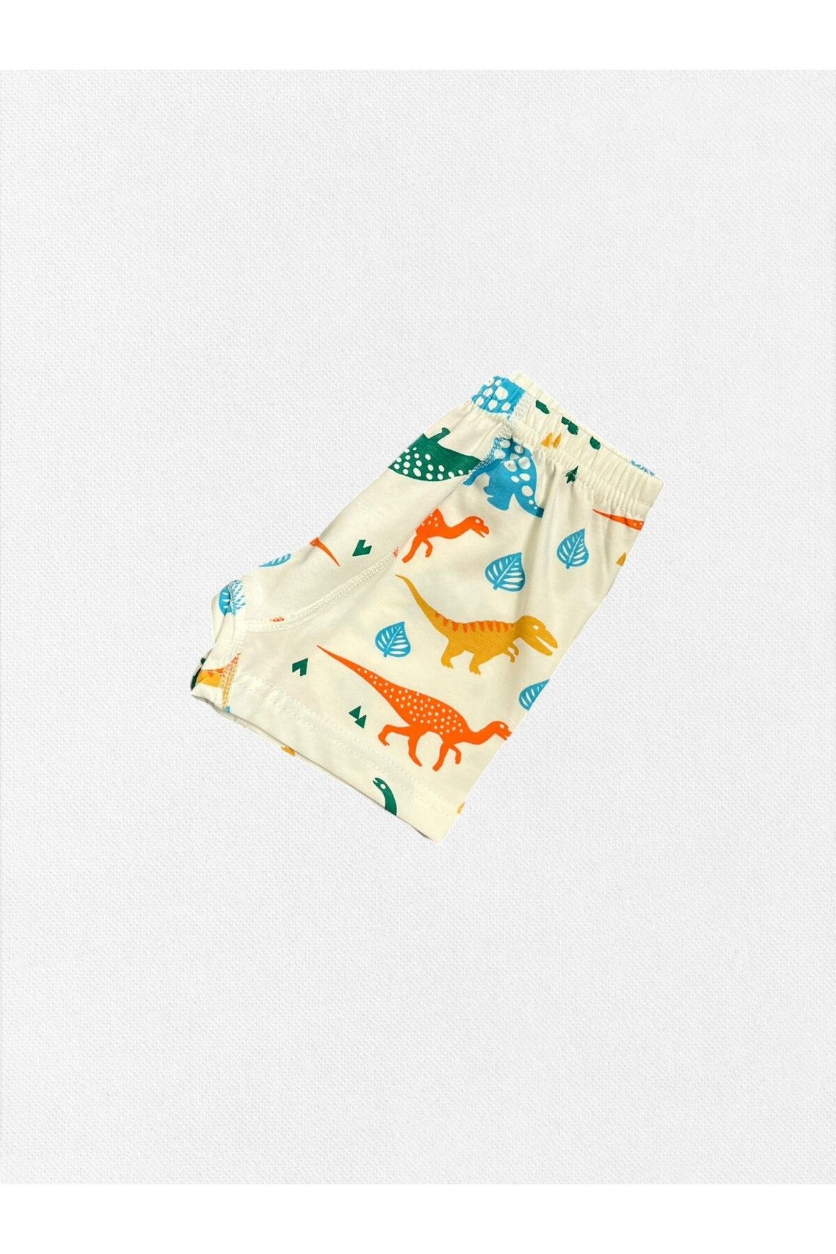 elmas kids-Boy's 100% Cotton Colorful Dinosaurs Patterned Ecru Undershirt Boxer Set with Stitched Mesh Part 4