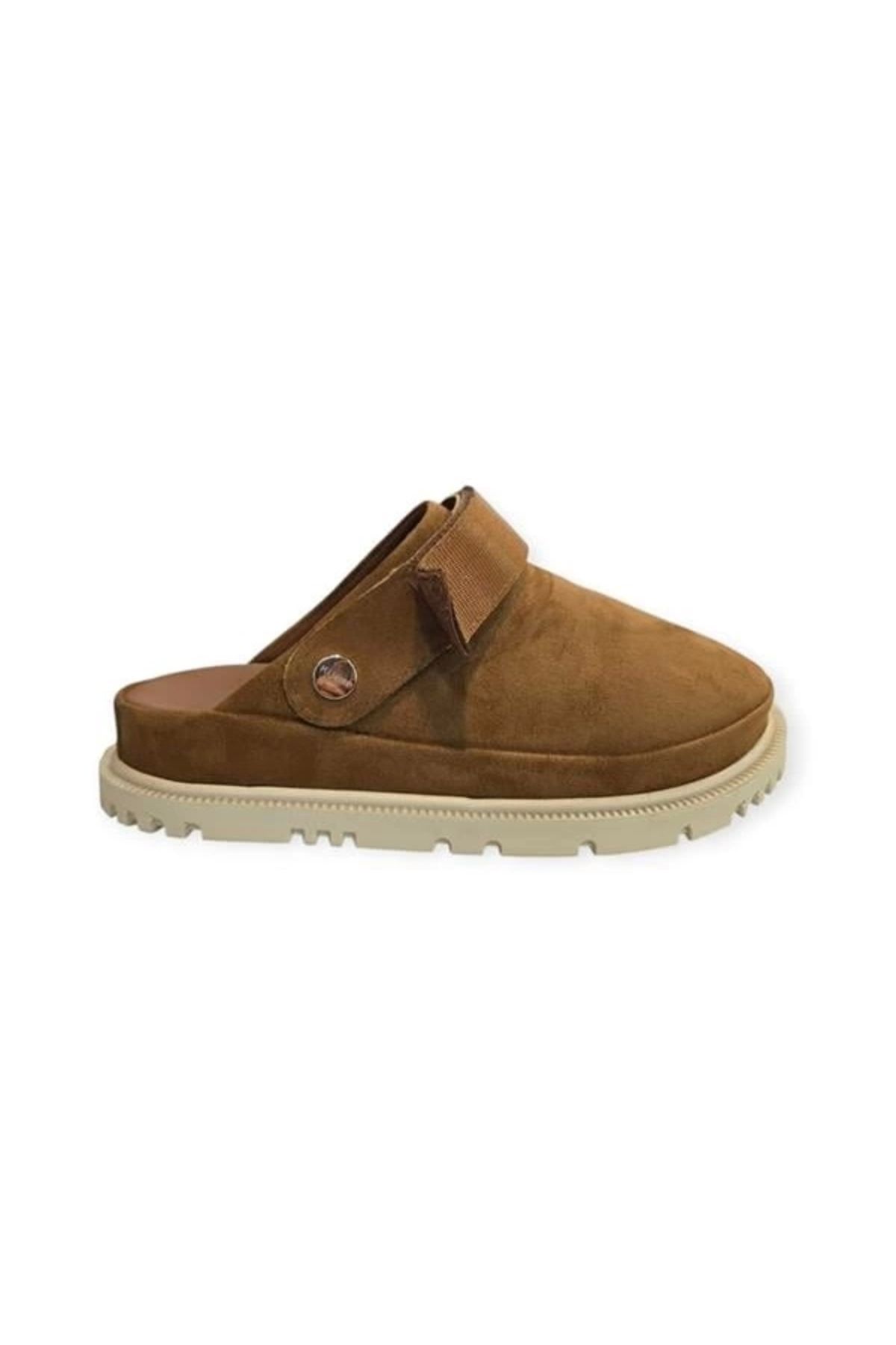 Store K15503 Cırt Cırtlı Ayarlanabilir Kadın Sandalet Terlik Vizon