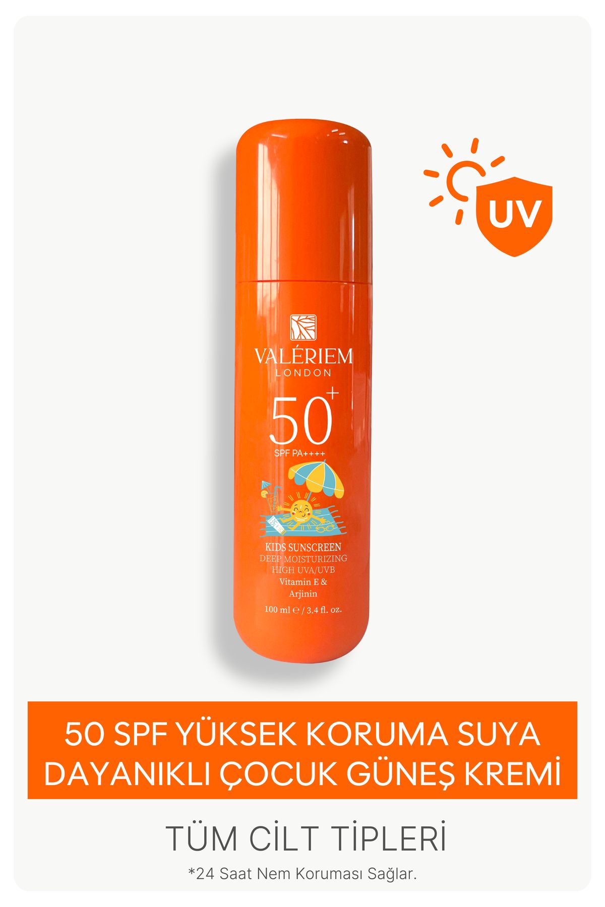 VALERİEM LONDON Velura Kids 50 SPF+ Yüksek Koruma Suya Dayanıklı Çocuk & Bebek Güneş Kremi