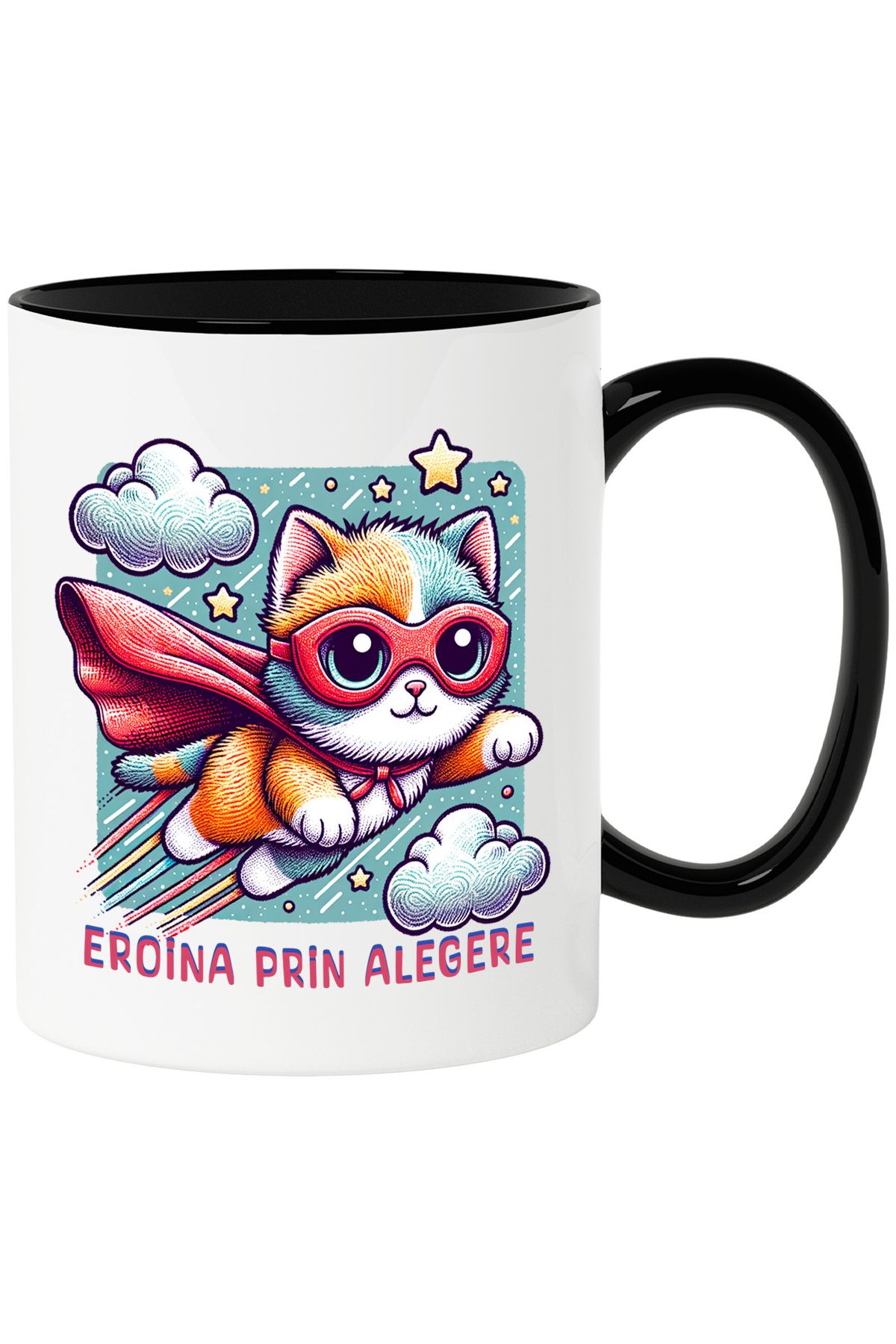 StoryGift Romania Cana Super Profesoara, Supererou, Eroina Prin Alegere, 330ml, Ceramica Cu Maner , Cu Maner Negru - One Size