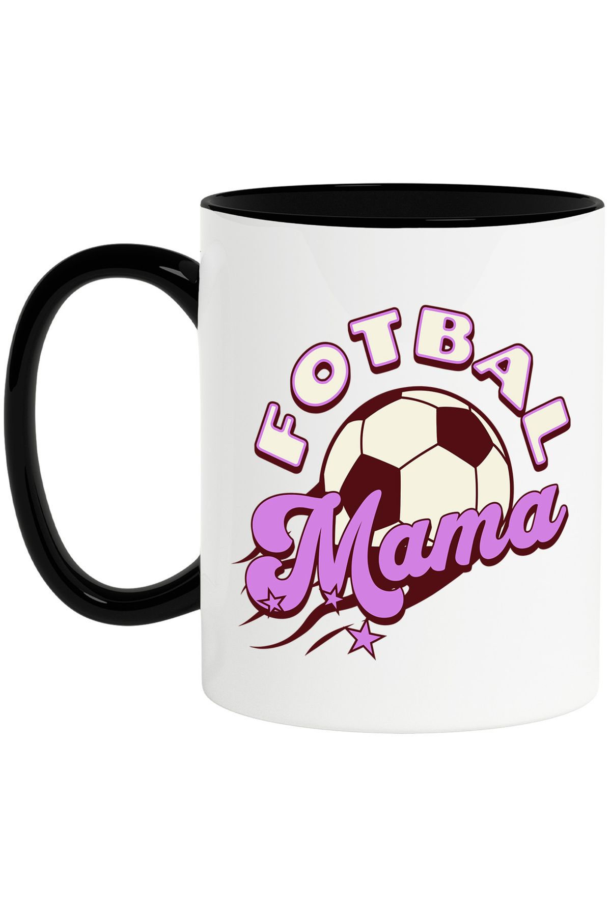 StoryGift Romania Cana Cu Minge De Fotbal Text Fotbal Mama Familie Copii Echipa Sport, Ceramica, 3, Cu Maner Negru - One Size