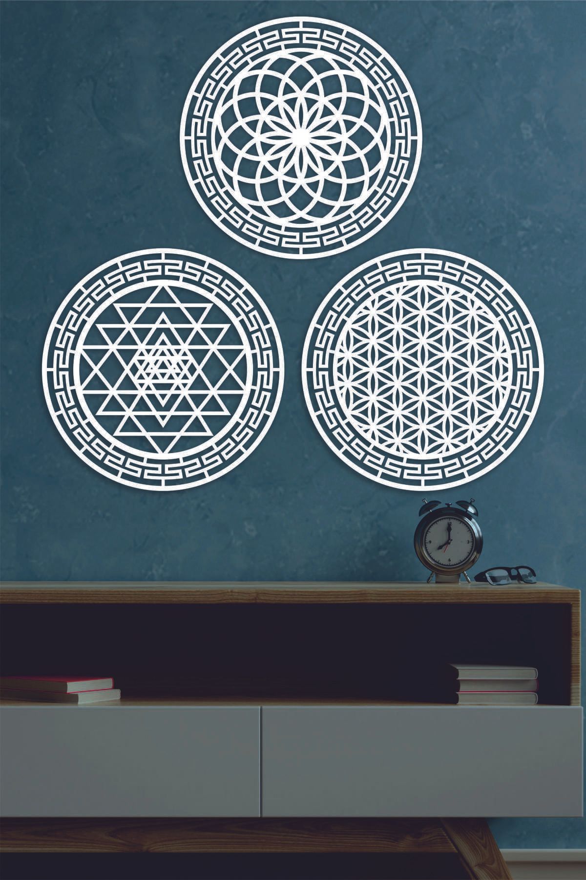 UNT Sacret Geometri Seti (Kutsal Geometri Seti) Sri Yantra, Yaşam Çiçeği ve Torus)