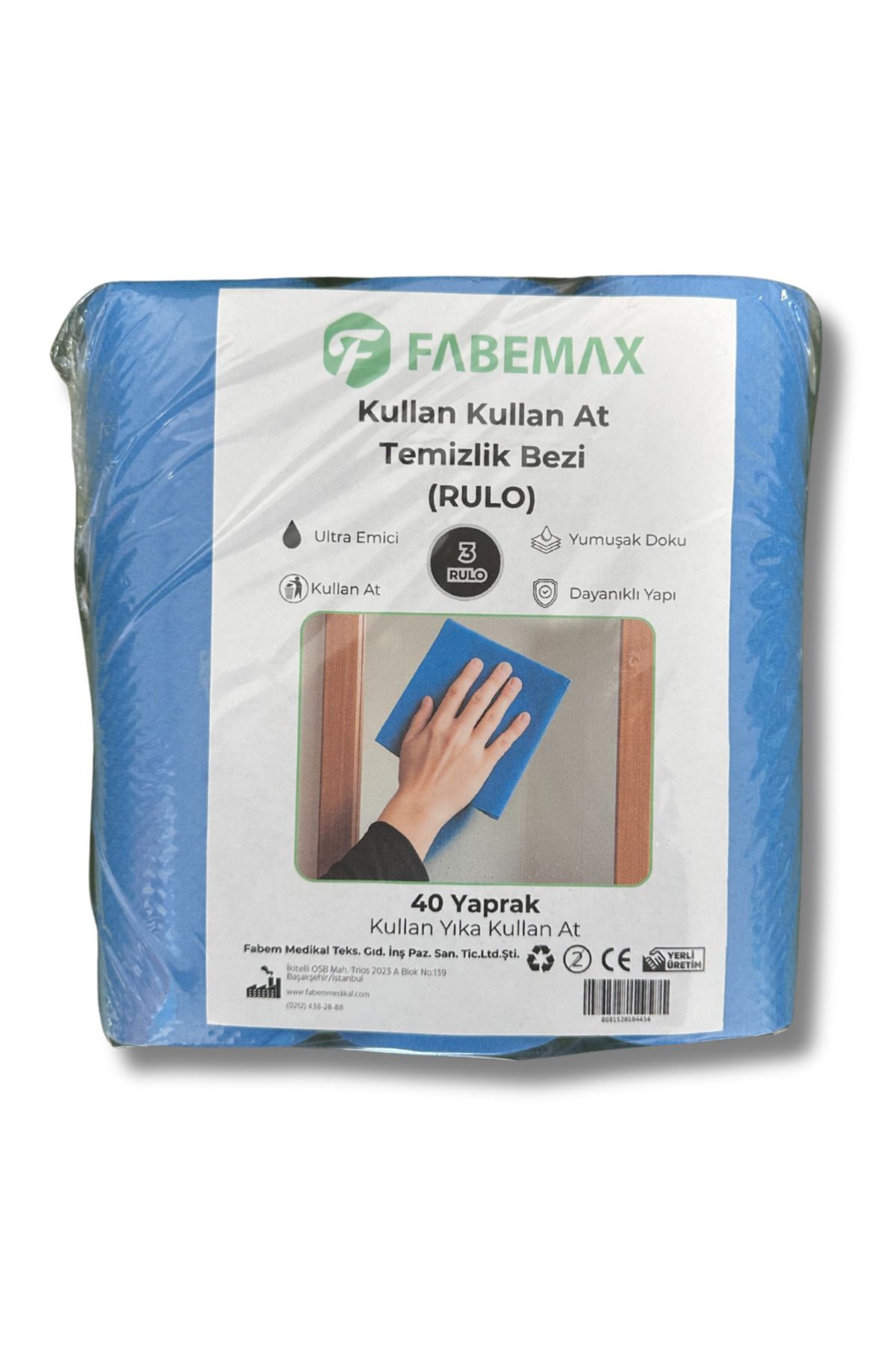 Fabemax Rulo Temizlik Bezi Extra Dayanıklı Extra Emici Kullan Kullan At 40 Adet Bez